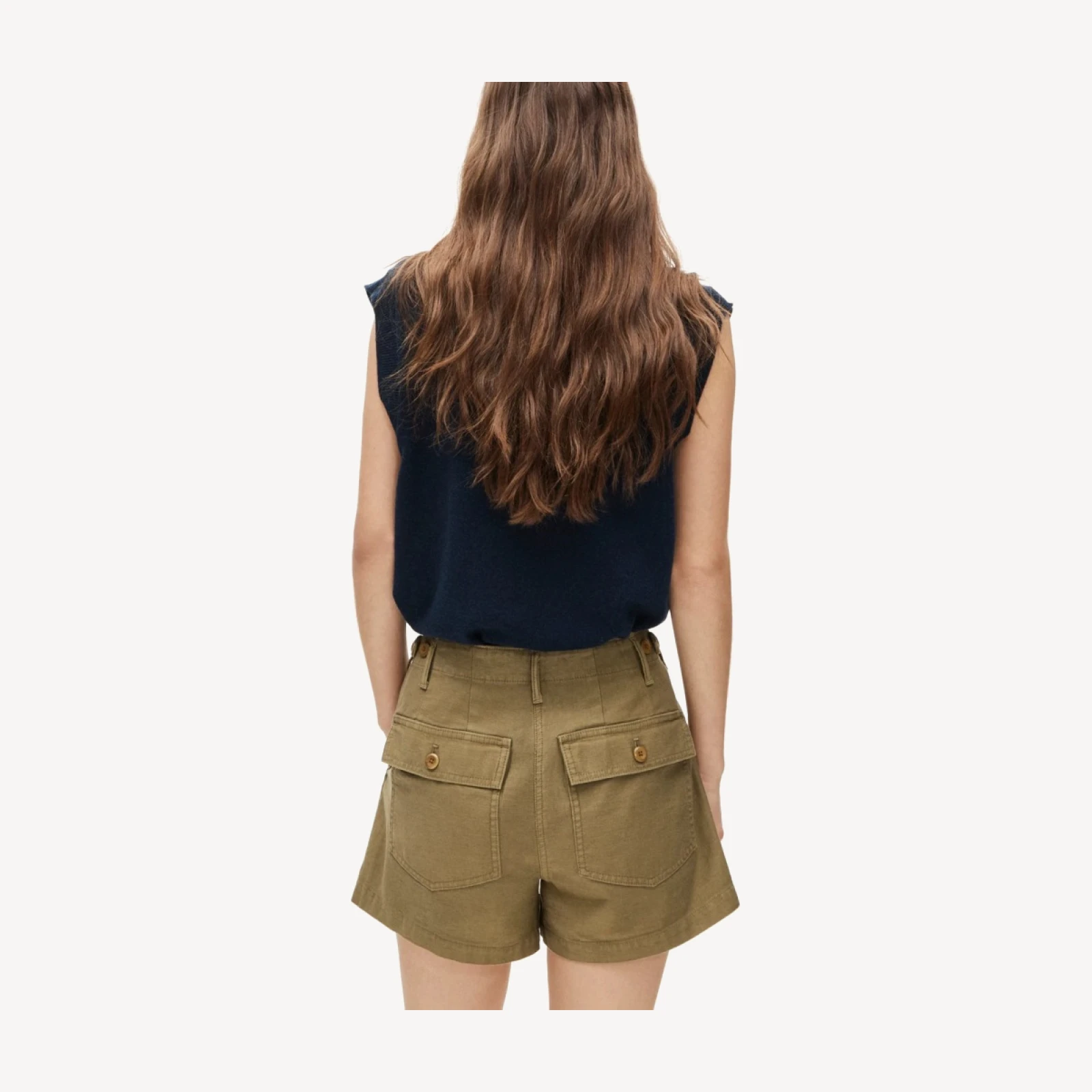 Utility-pocket short in sateen