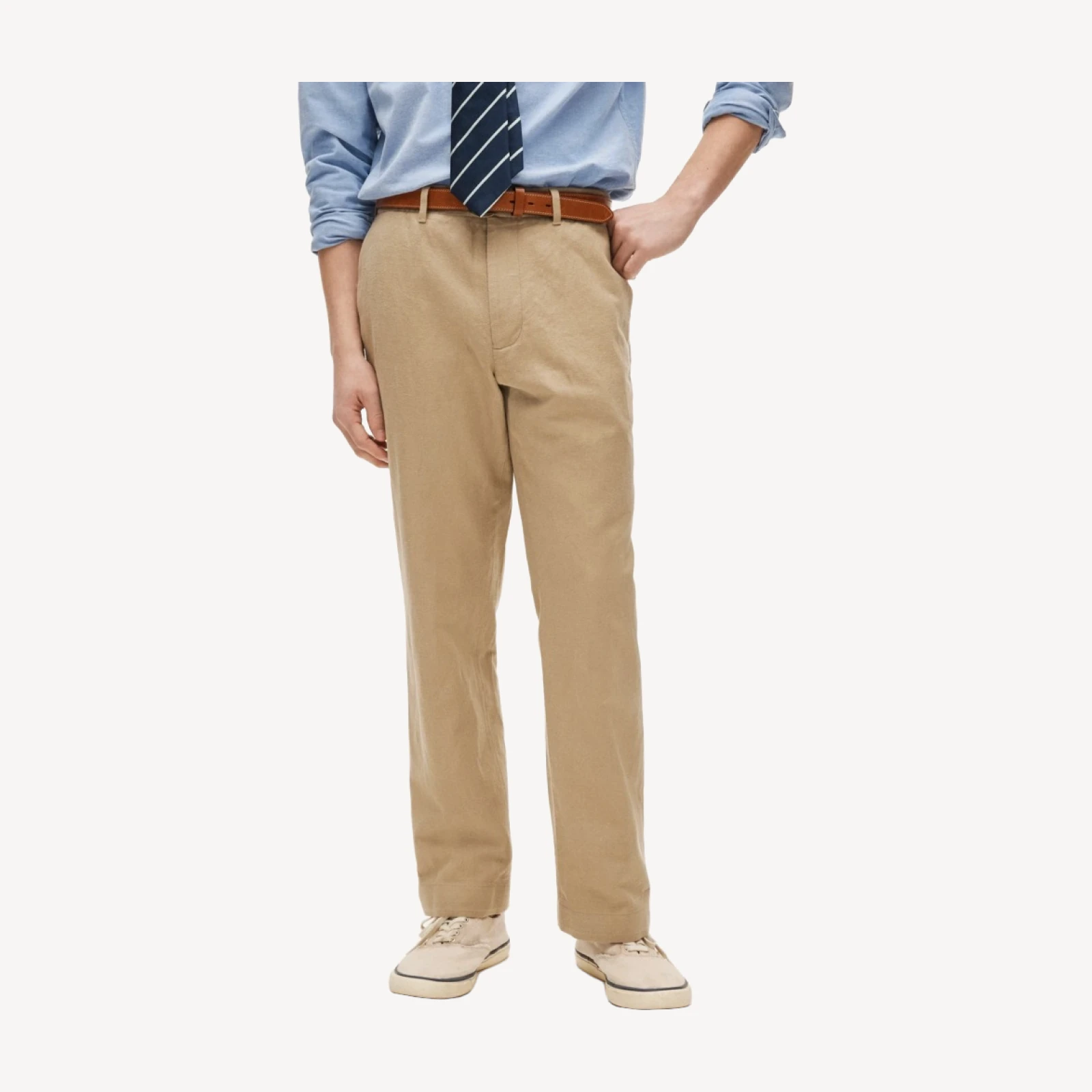 Relaxed-fit suit pant in Italian cotton-linen blend twill