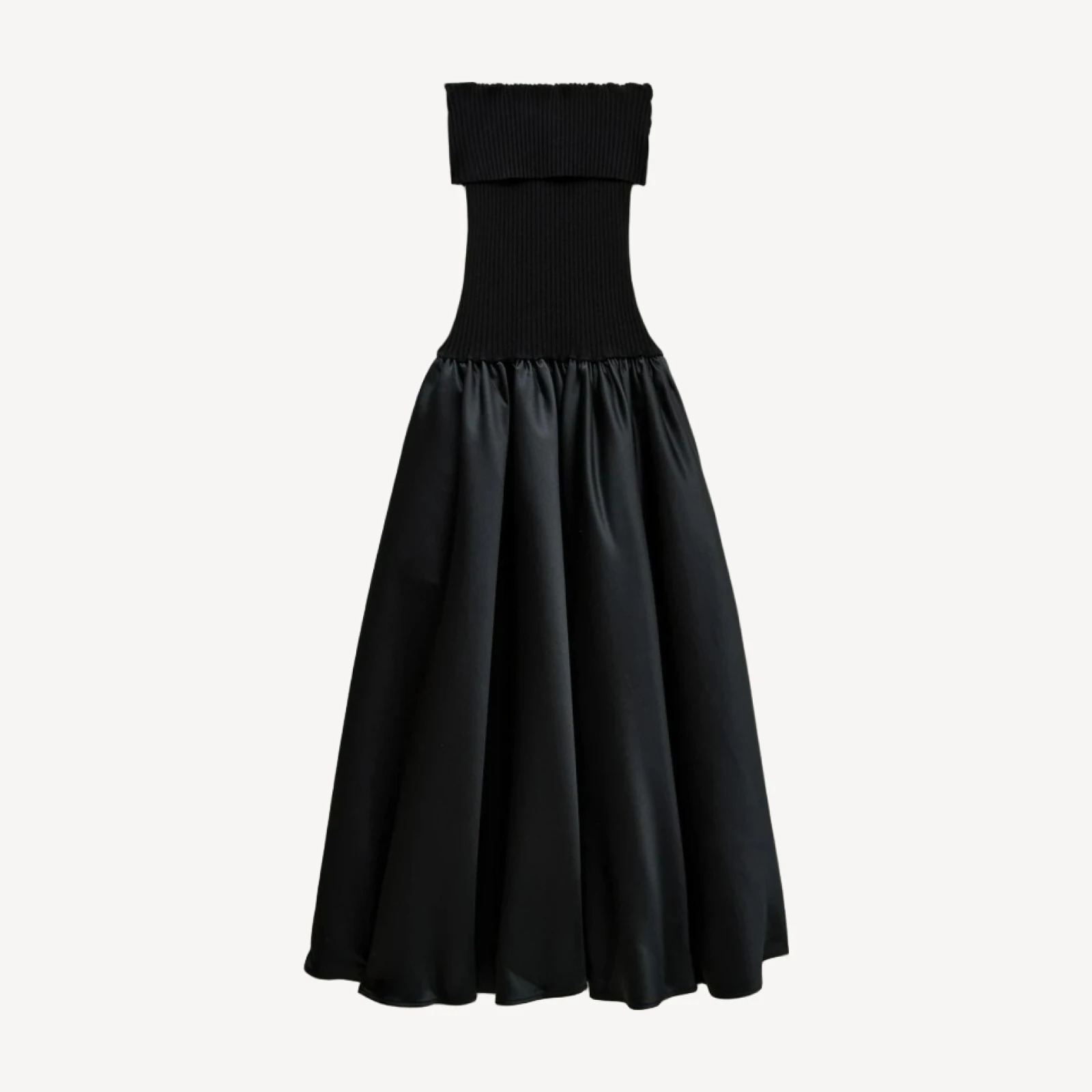 Collection foldover mixy dress in duchesse satin