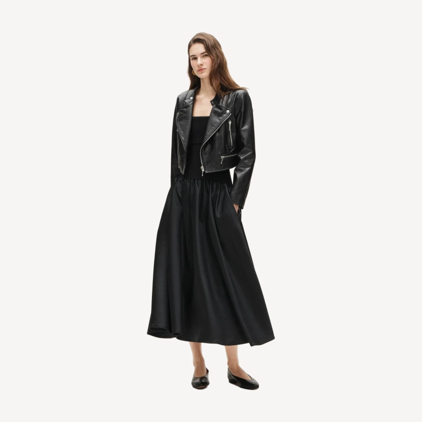 Collection foldover mixy dress in duchesse satin