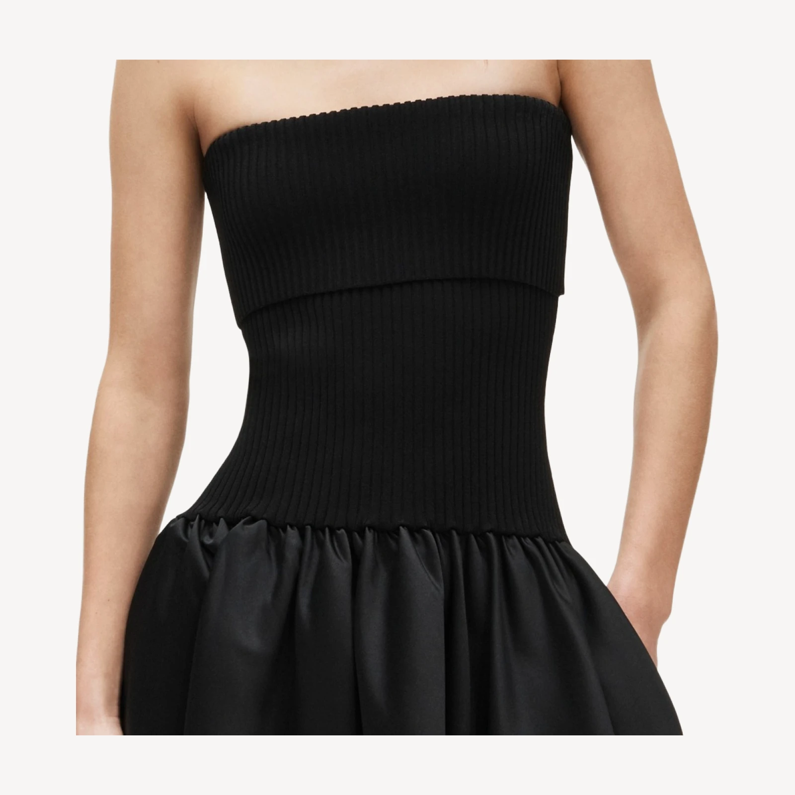 Collection foldover mixy dress in duchesse satin