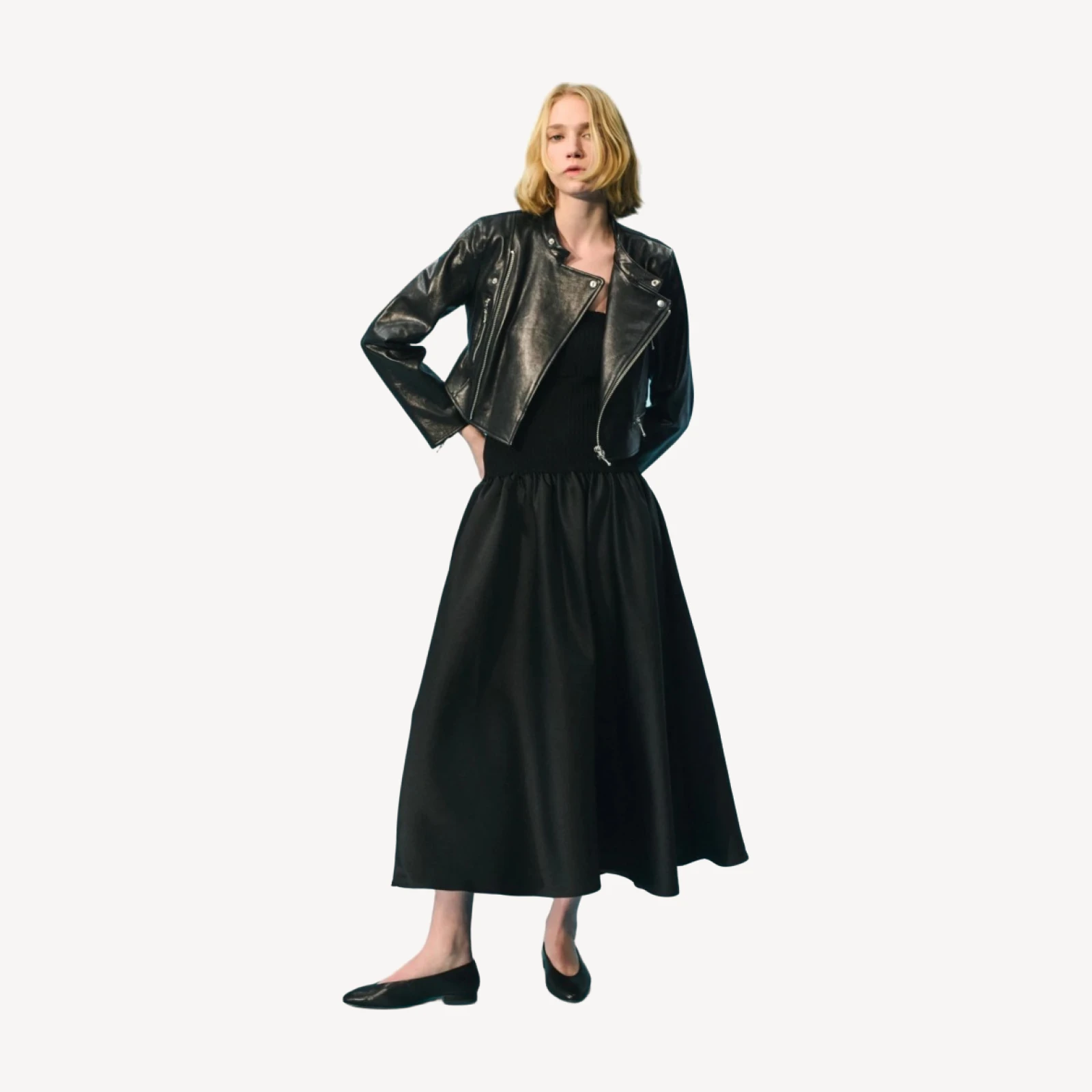 Collection foldover mixy dress in duchesse satin