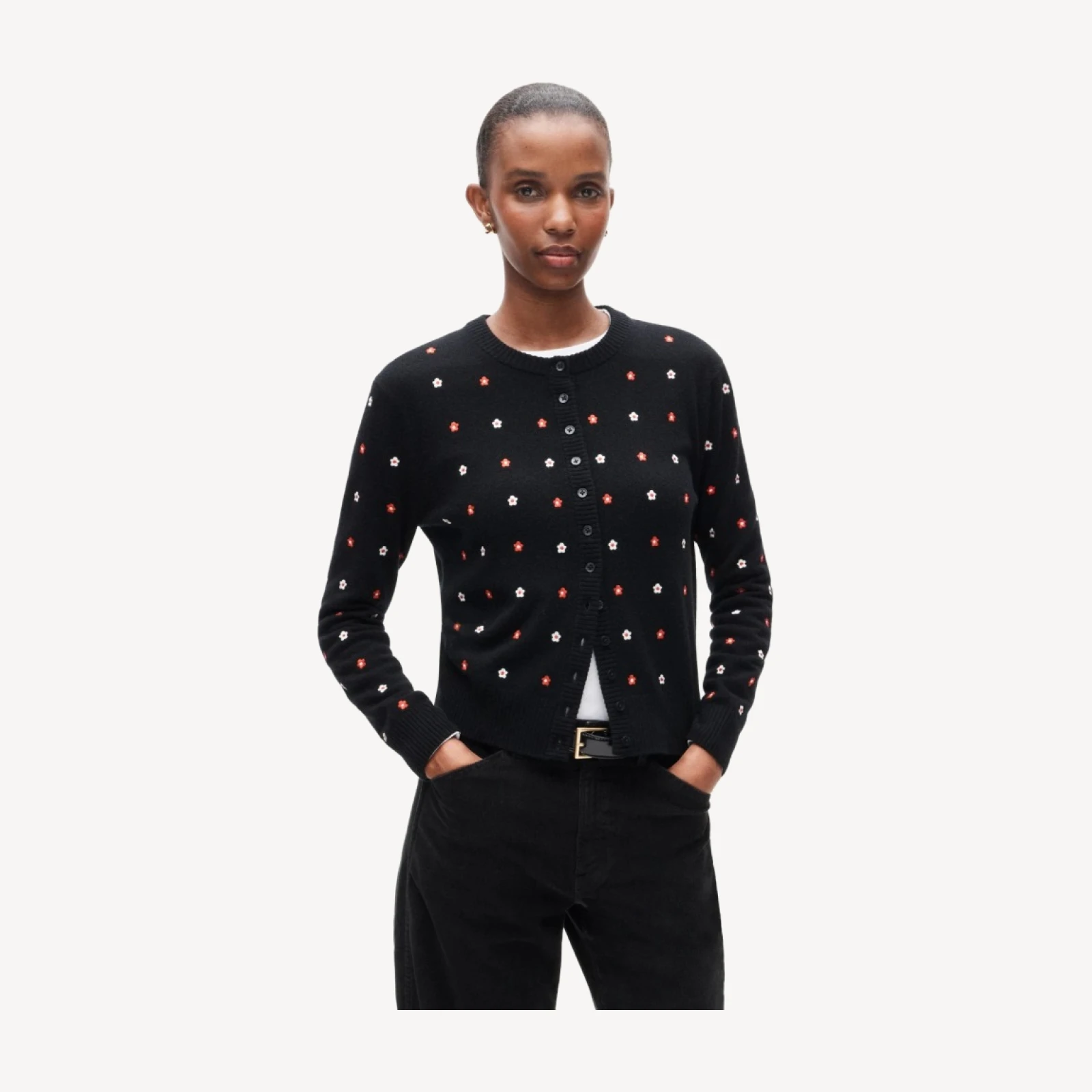 Perfect cashmere cardigan with floral embroidery