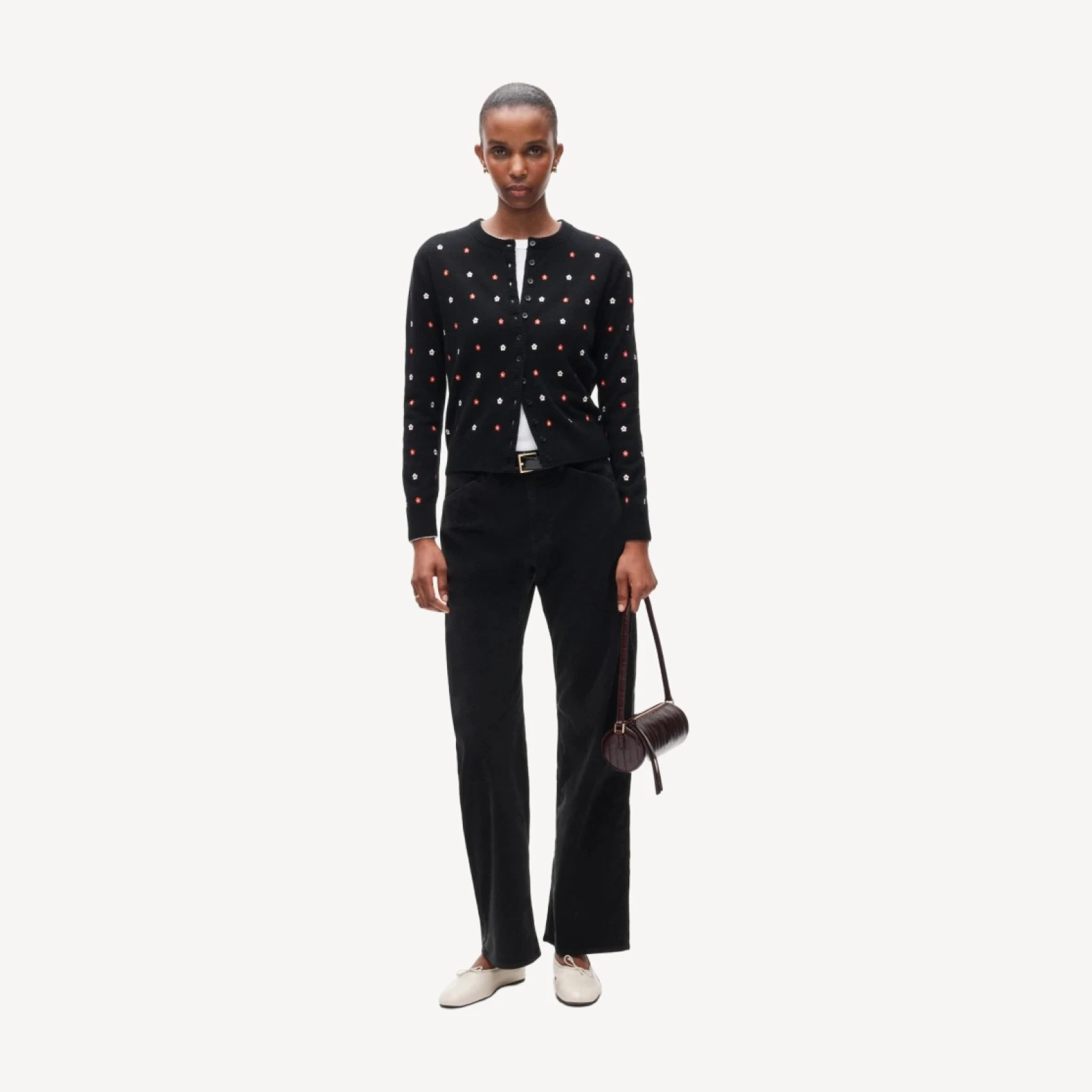 Perfect cashmere cardigan with floral embroidery