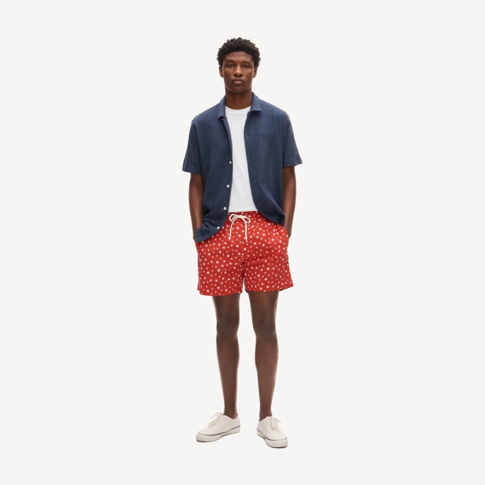 6" swim trunk in star print