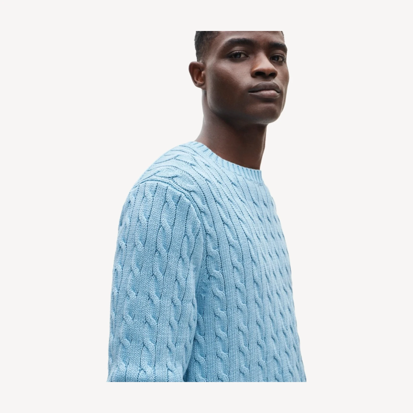 Garment-dyed cable-knit cotton sweater