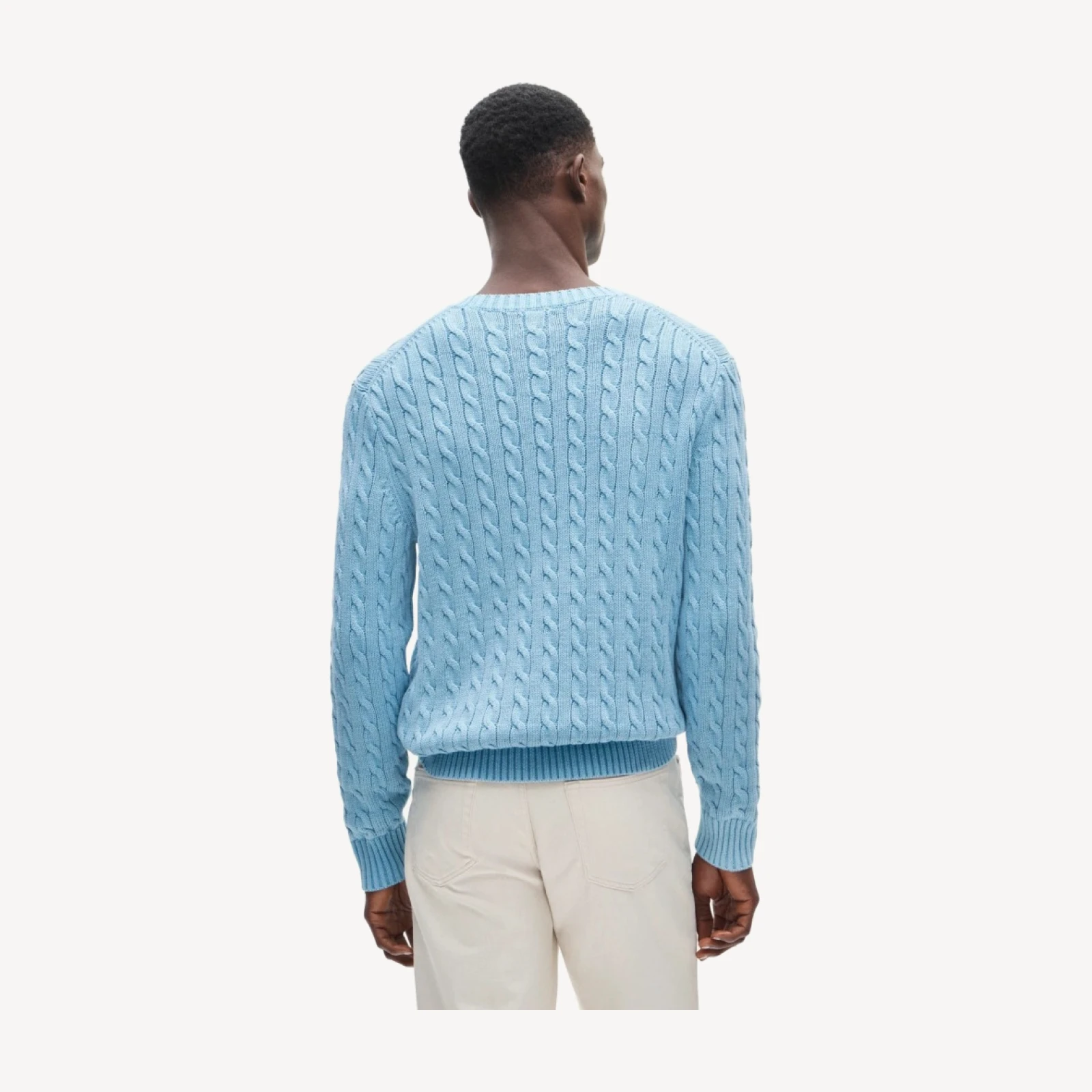 Garment-dyed cable-knit cotton sweater