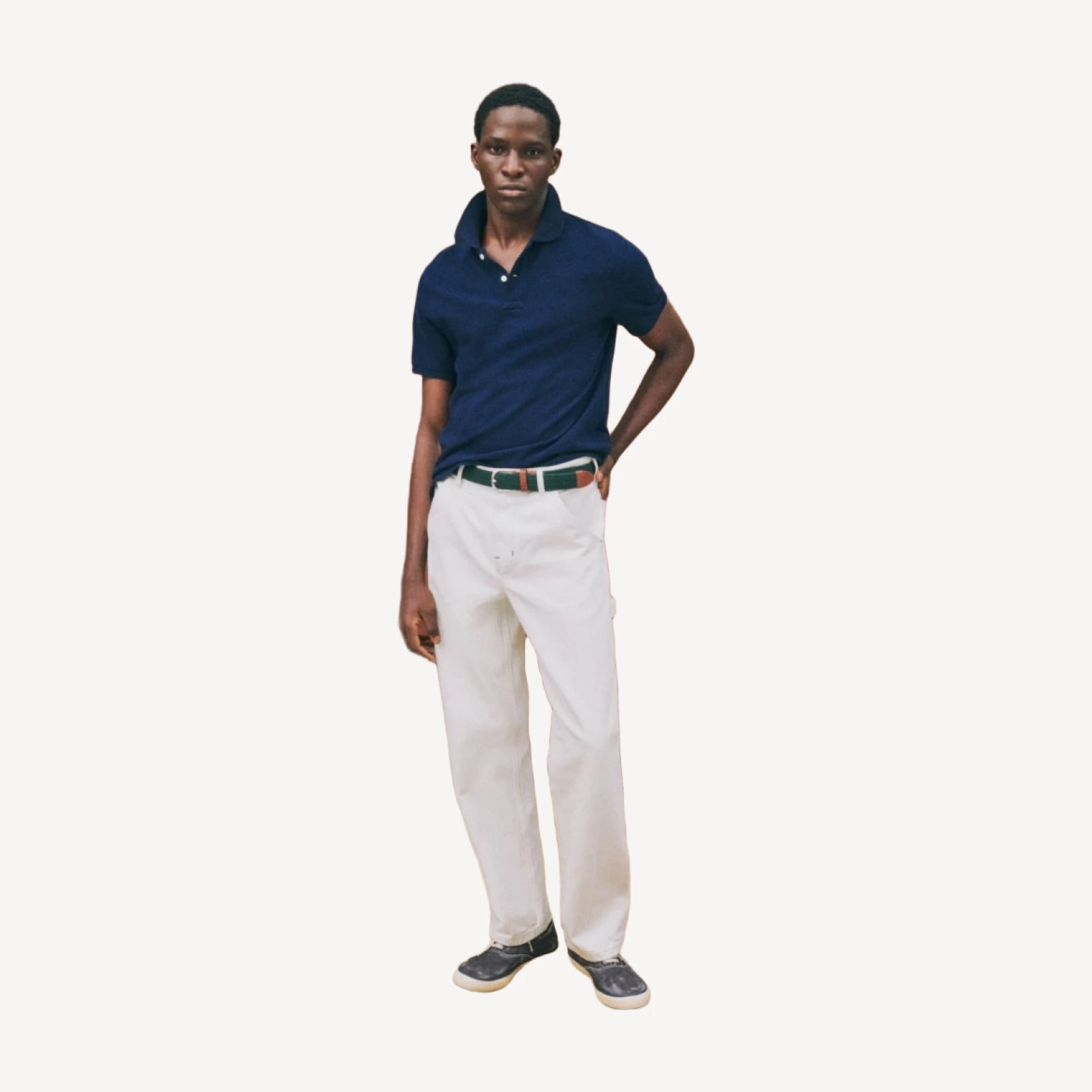 Relaxed-fit carpenter pant in faded stripe