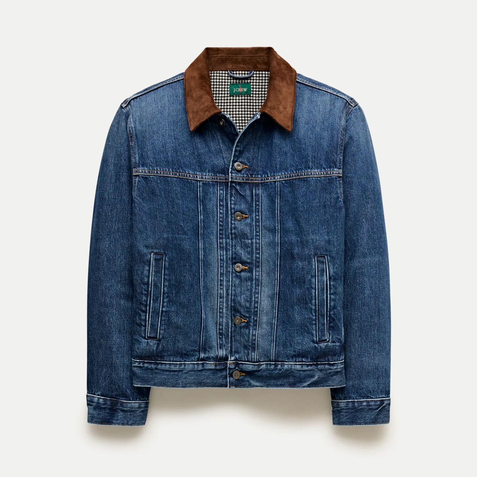 Suede-collar lined denim jacket