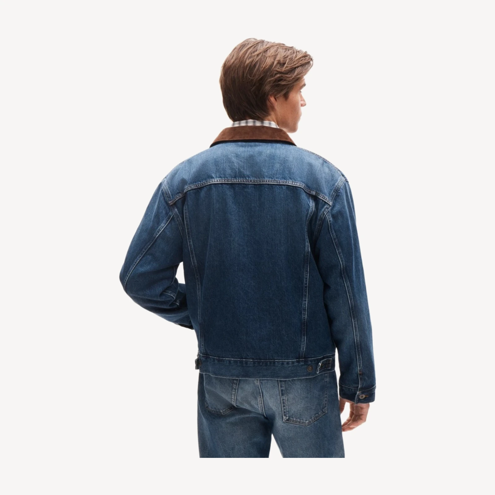 Suede-collar lined denim jacket