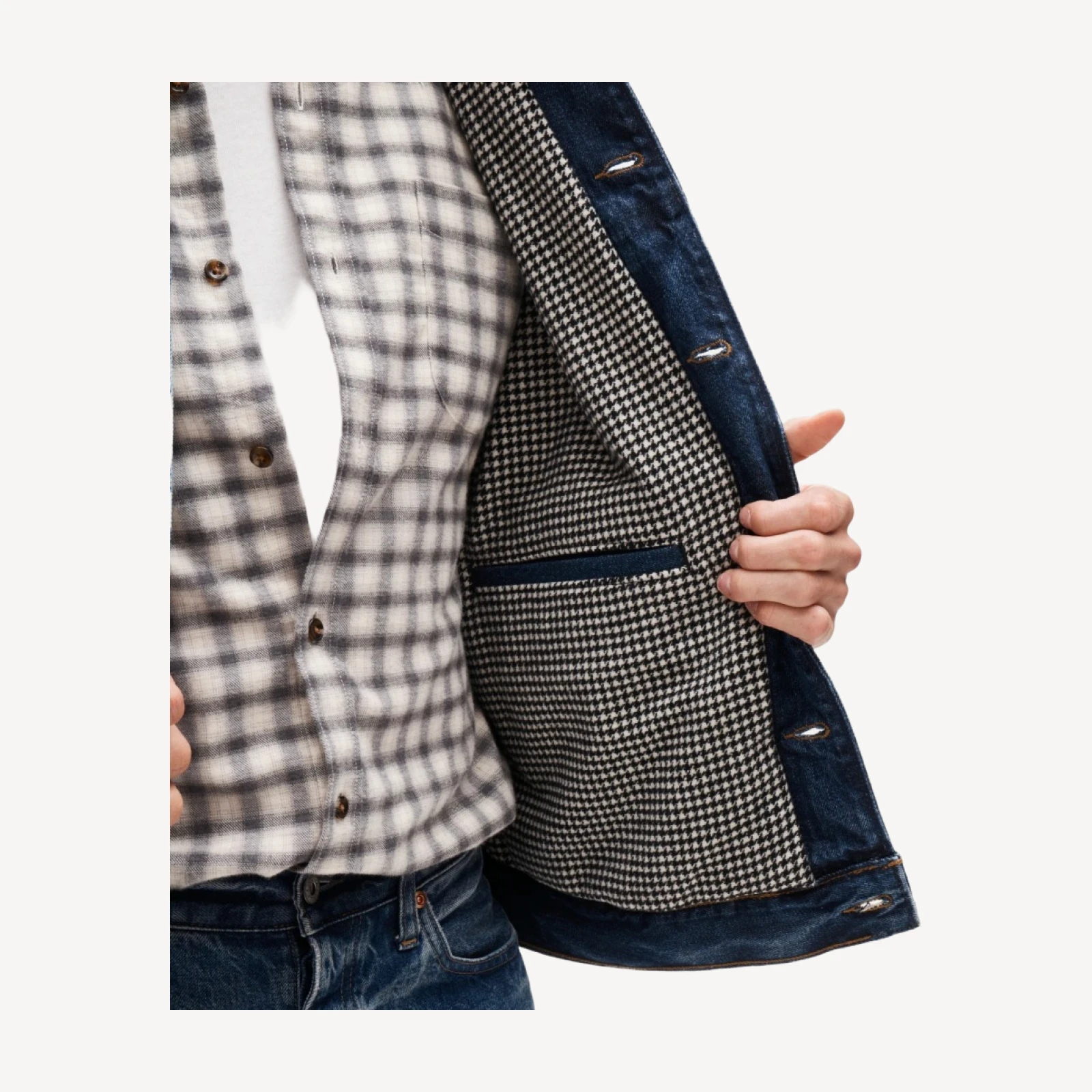 Suede-collar lined denim jacket