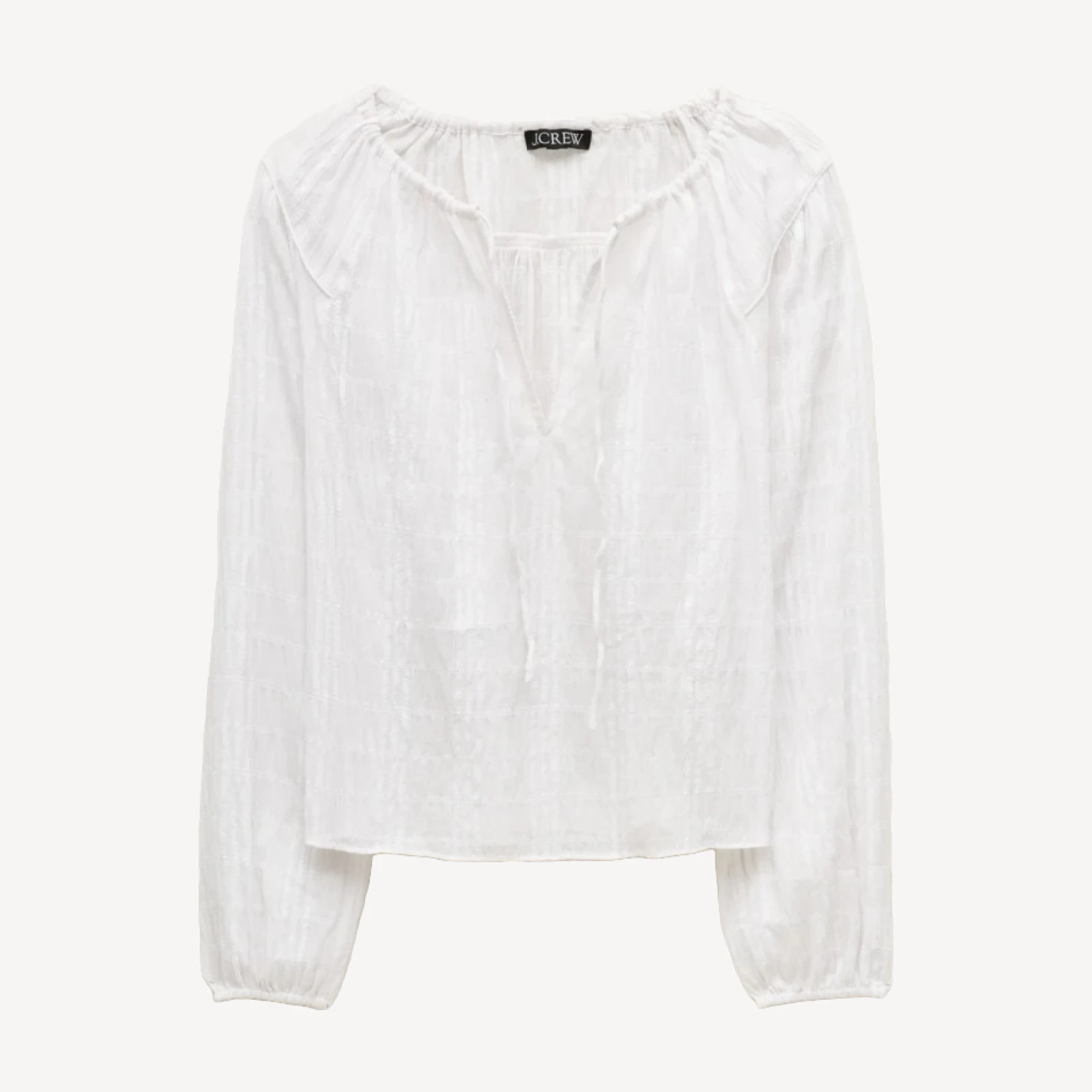 Tie-front popover top in seersucker