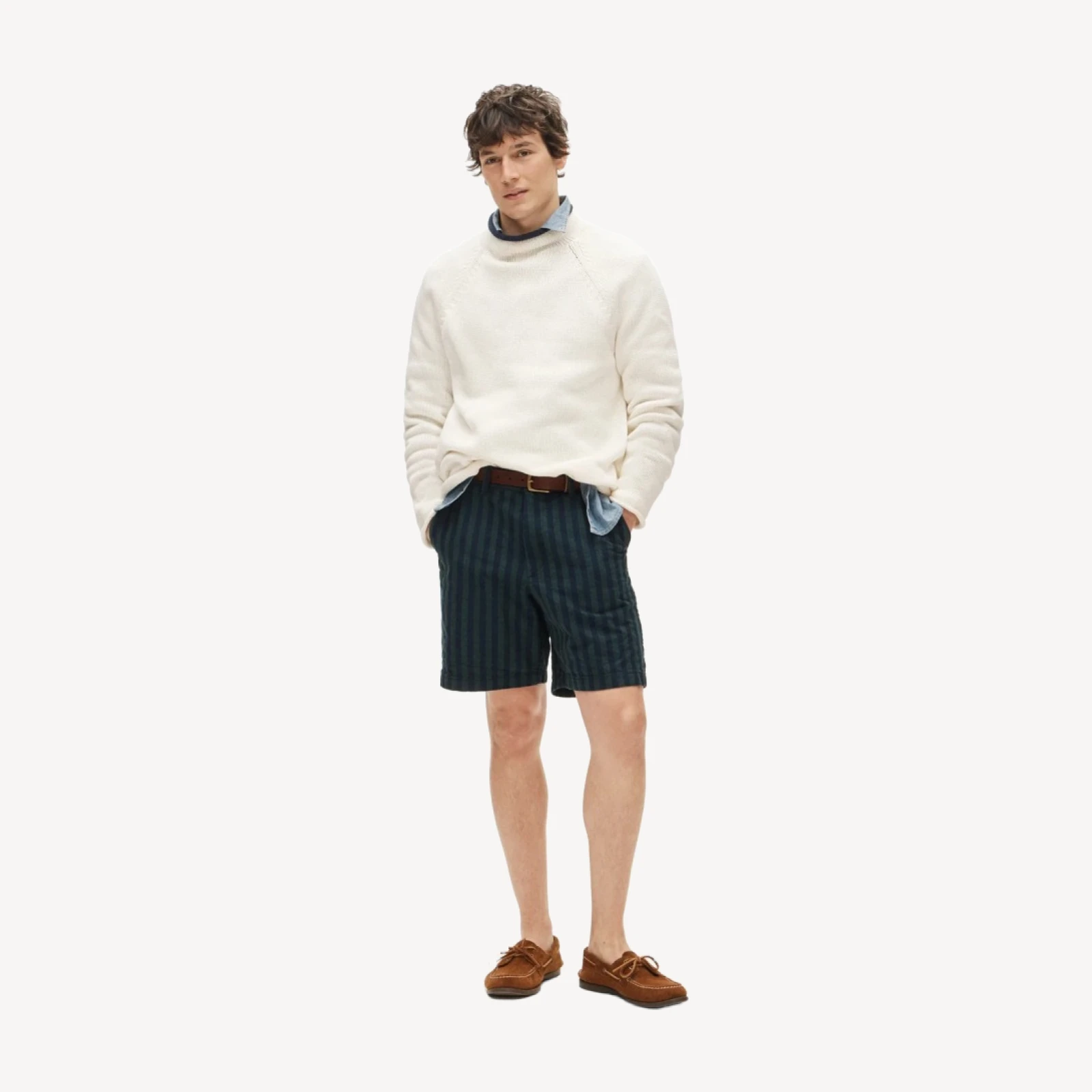8" Classic chambray short in stripe