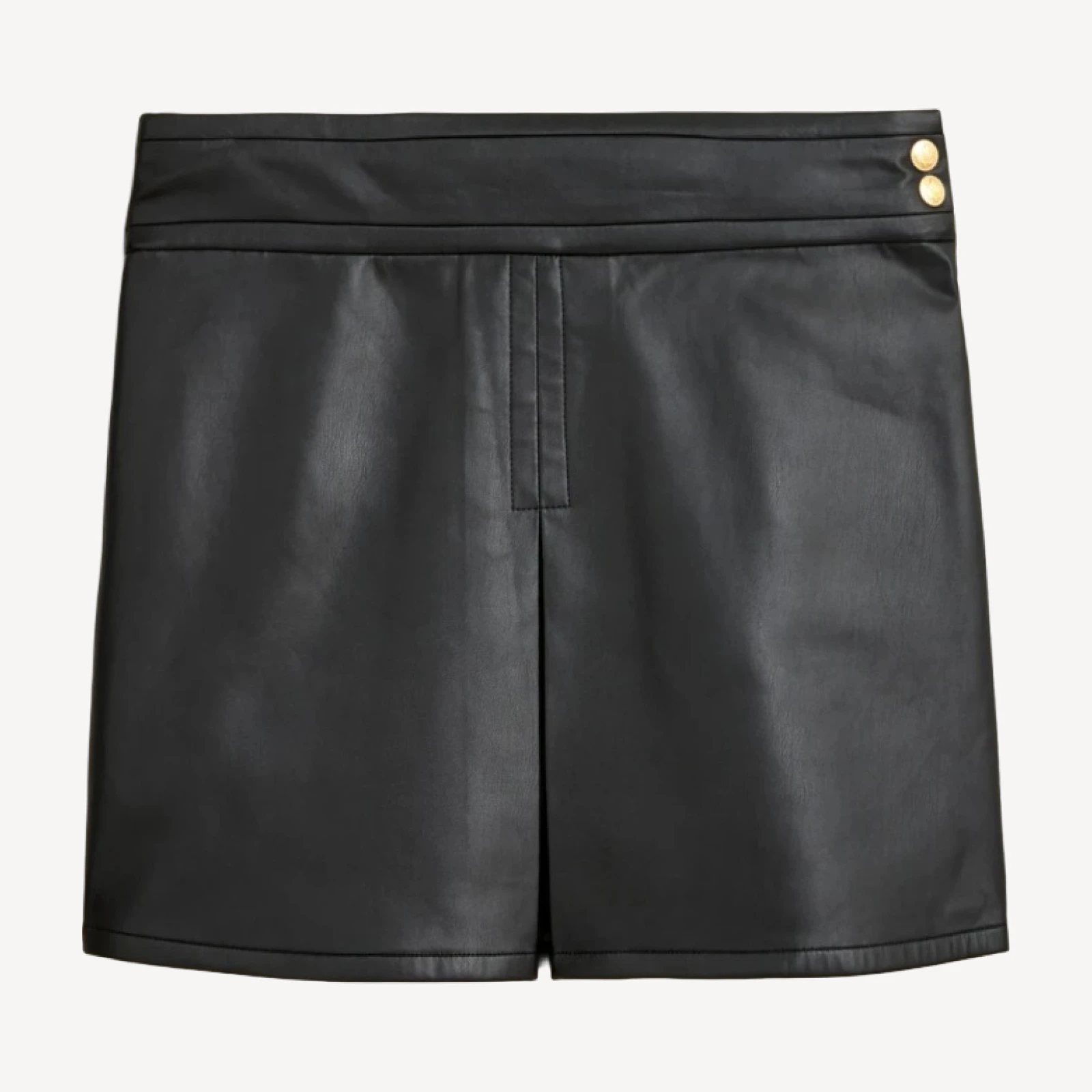 Center-pleat mini skirt in faux leather