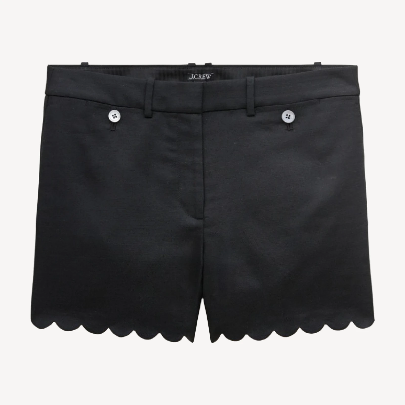 4" scalloped short in Gramercy linen blend