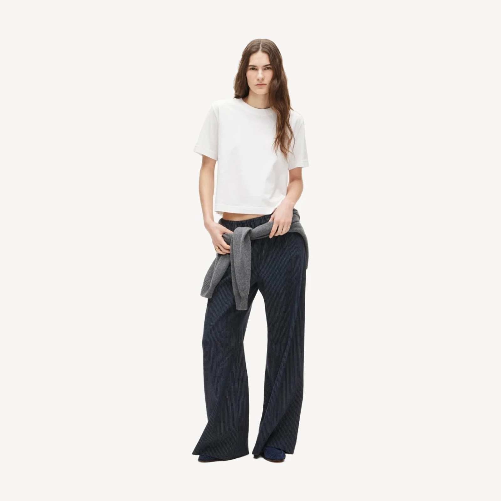 Boyfriend jersey relaxed cropped T-shirt