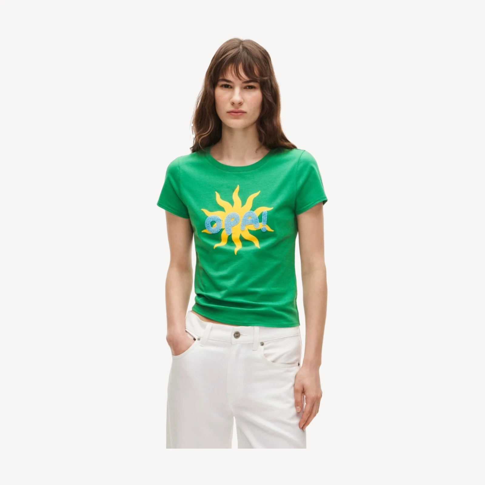 Broken-in-jersey embellished "Opa" graphic T-shirt