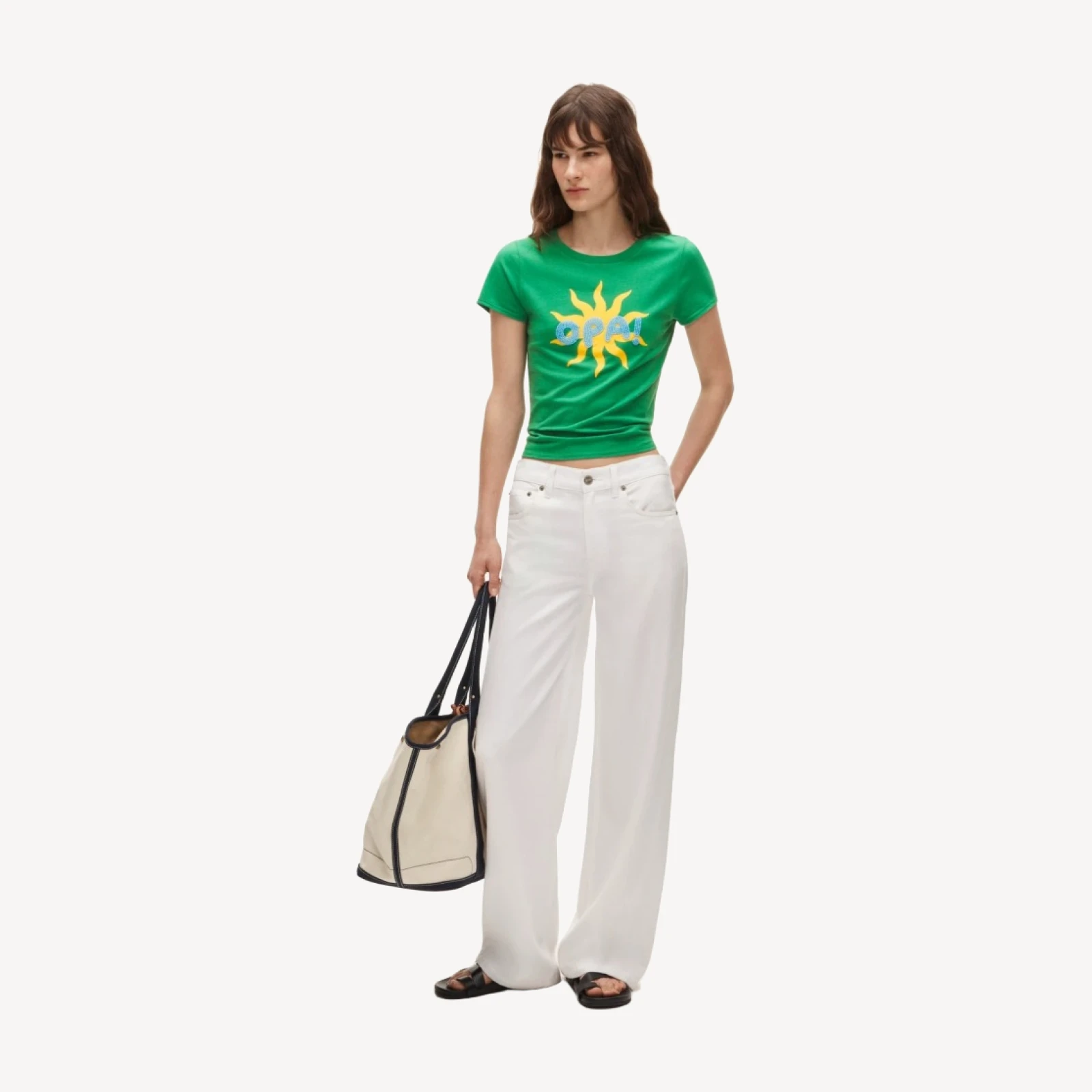 Broken-in-jersey embellished "Opa" graphic T-shirt