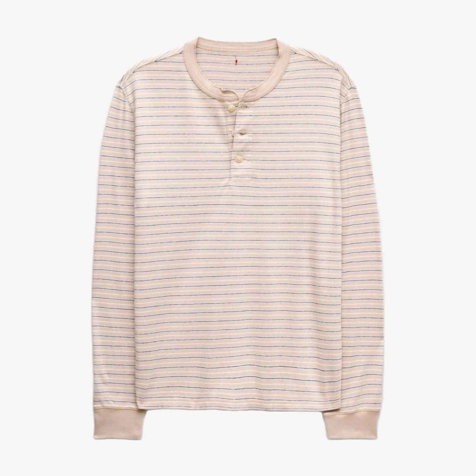 Vintage-wash cotton henley in stripe