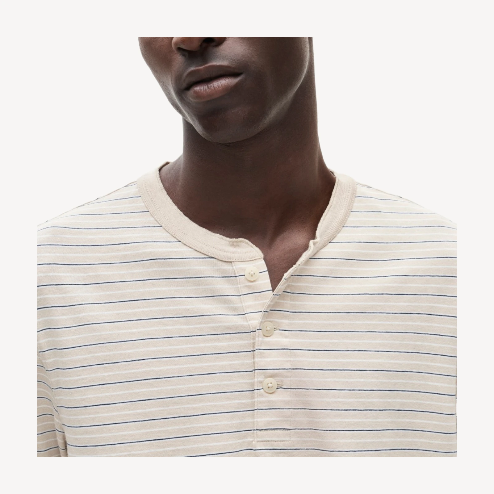Vintage-wash cotton henley in stripe