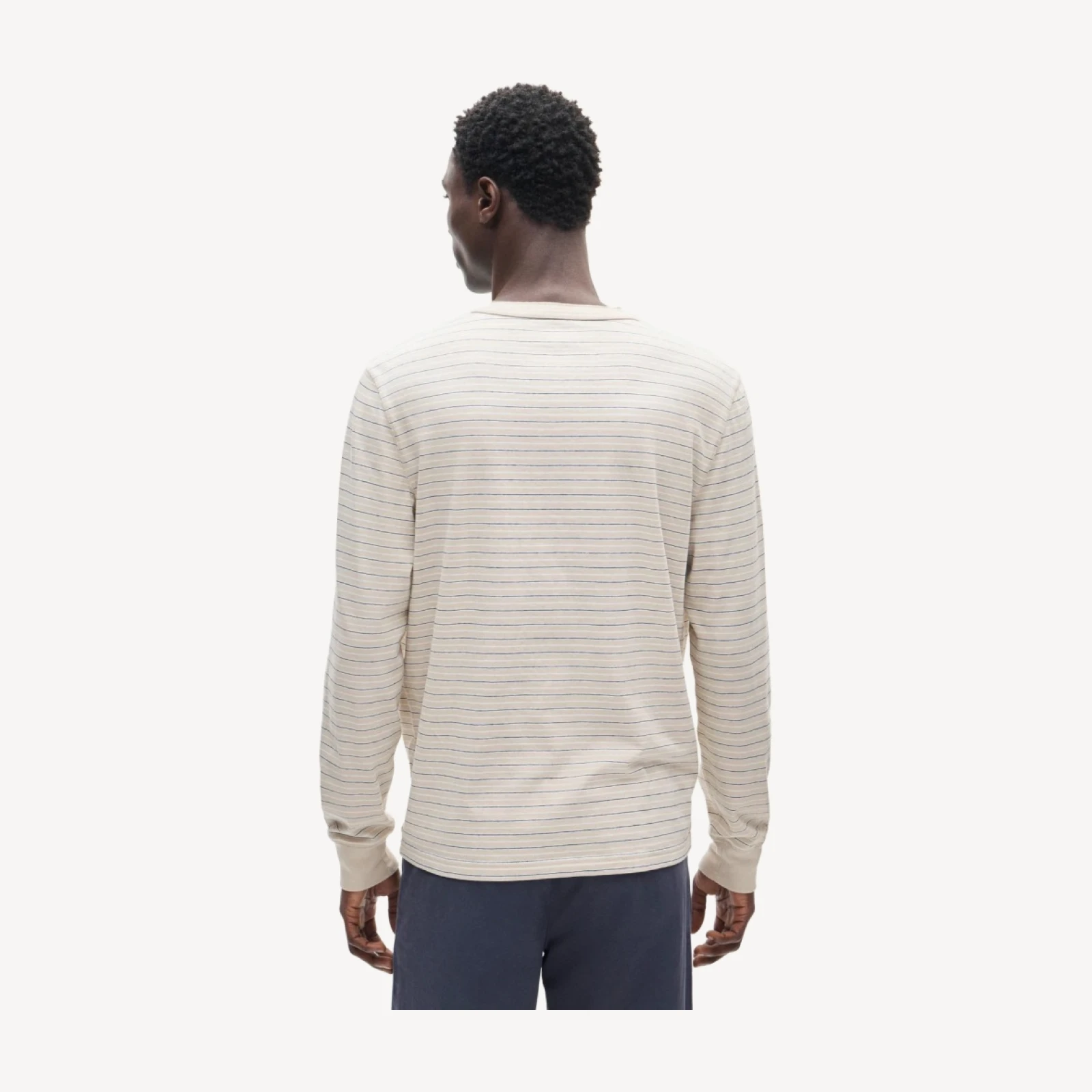 Vintage-wash cotton henley in stripe