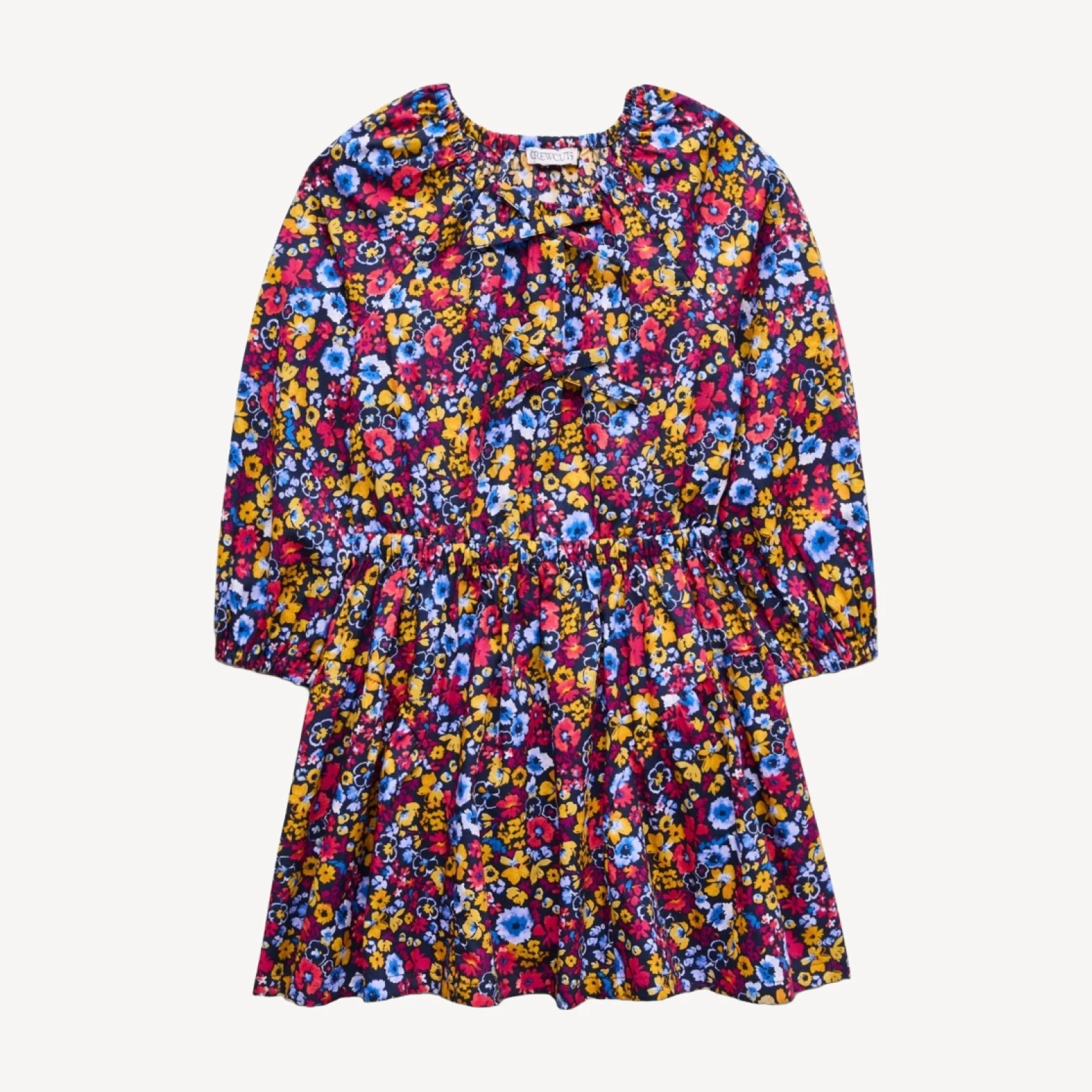 Girls' puff-sleeve dress in autumn floral