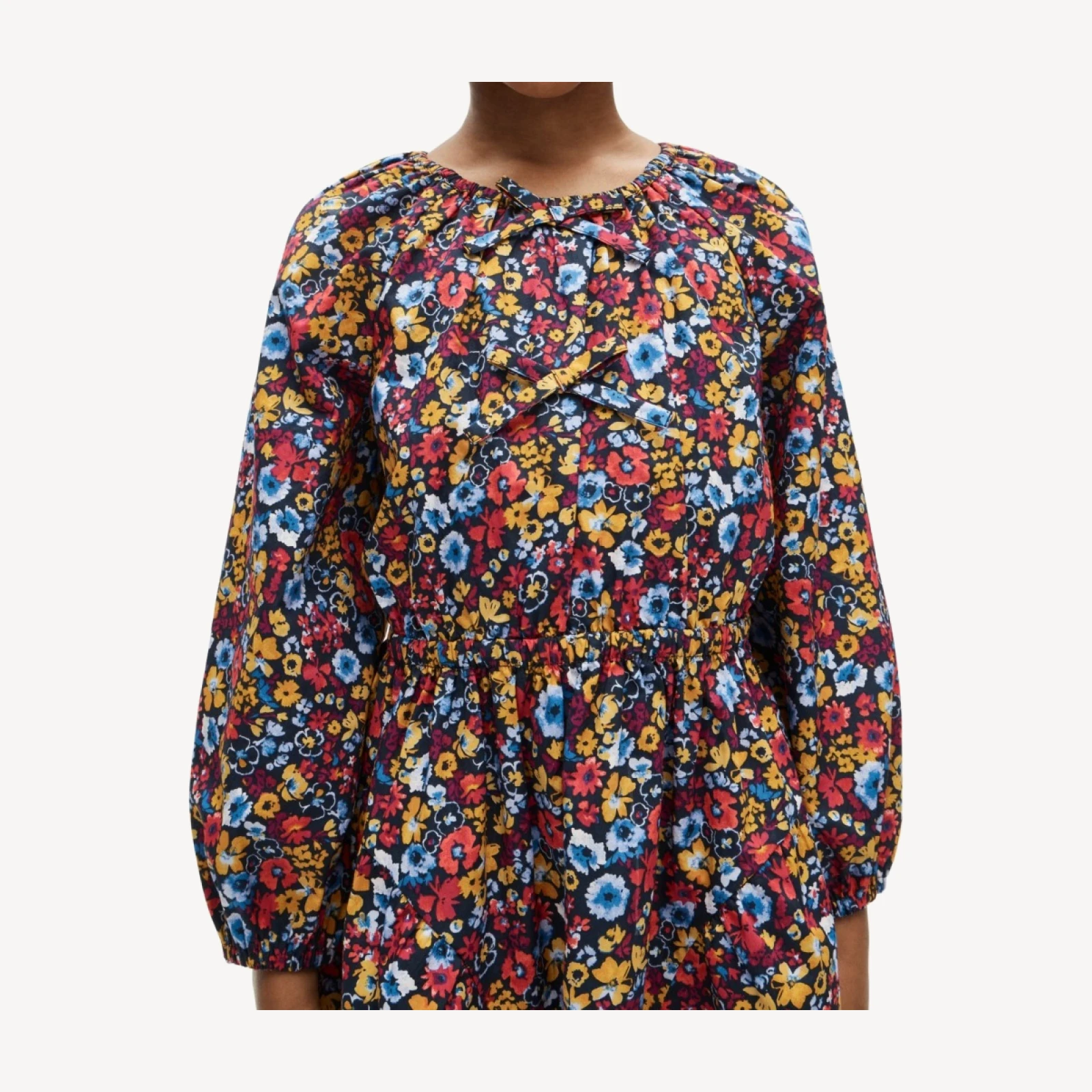 Girls' puff-sleeve dress in autumn floral