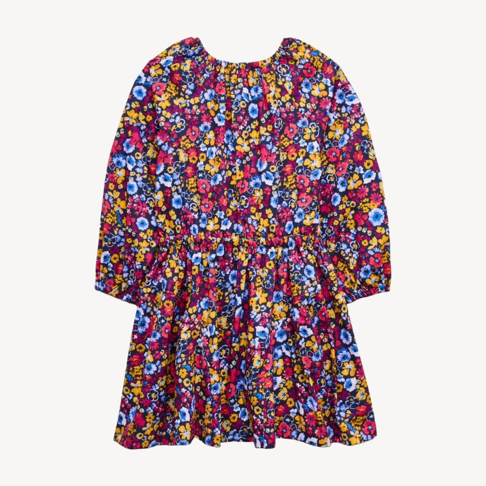 Girls' puff-sleeve dress in autumn floral