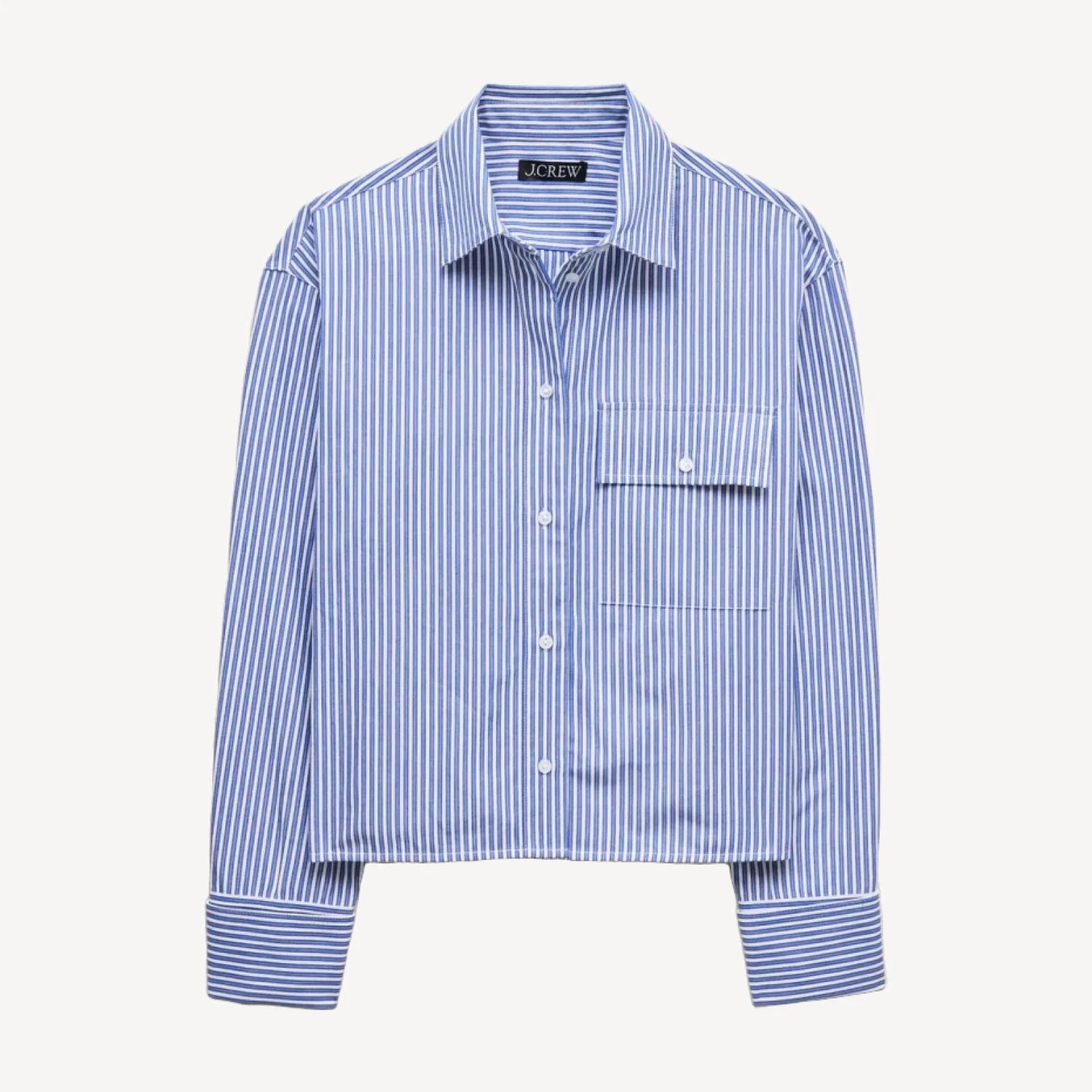 Esme cropped button-up shirt in striped cotton poplin