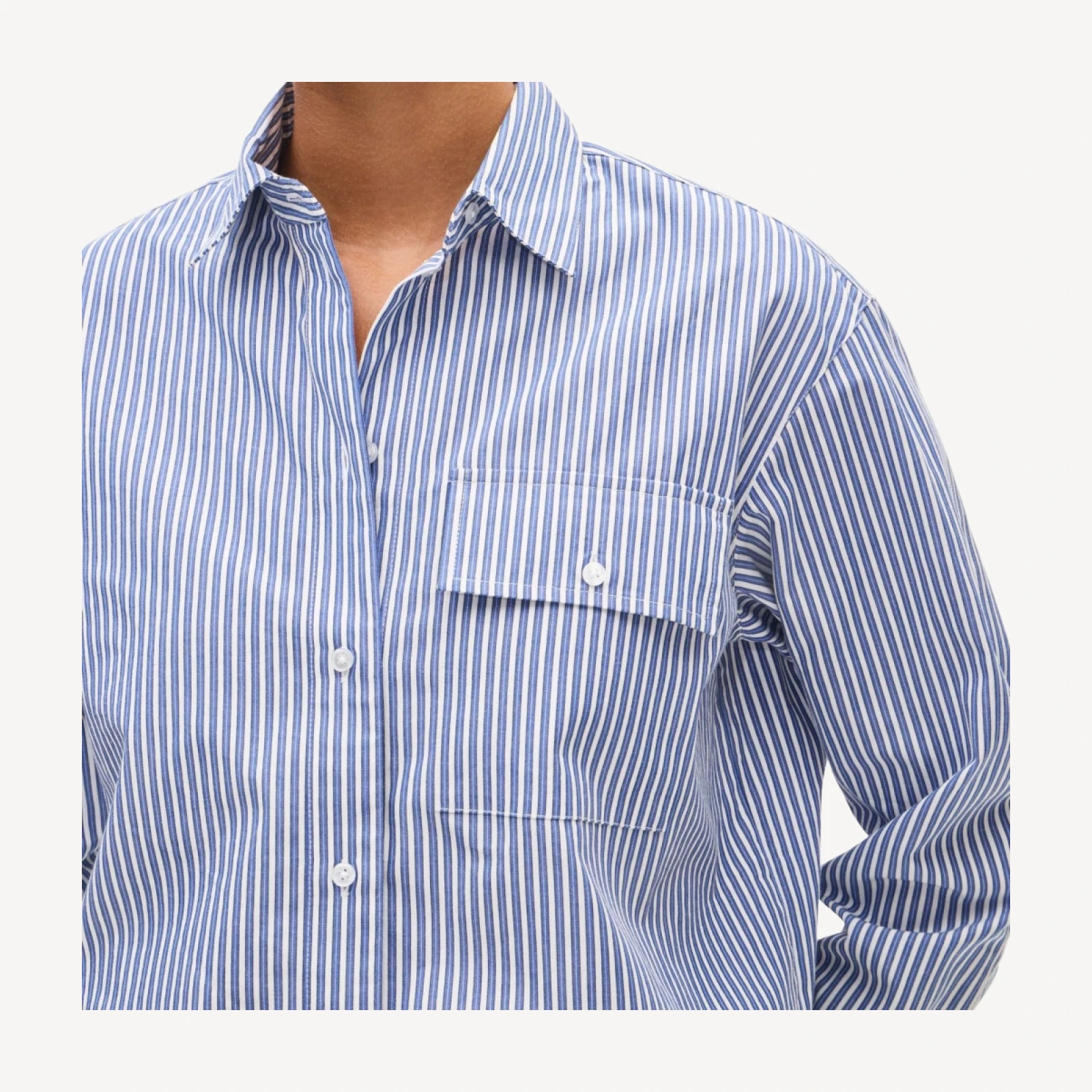 Esme cropped button-up shirt in striped cotton poplin