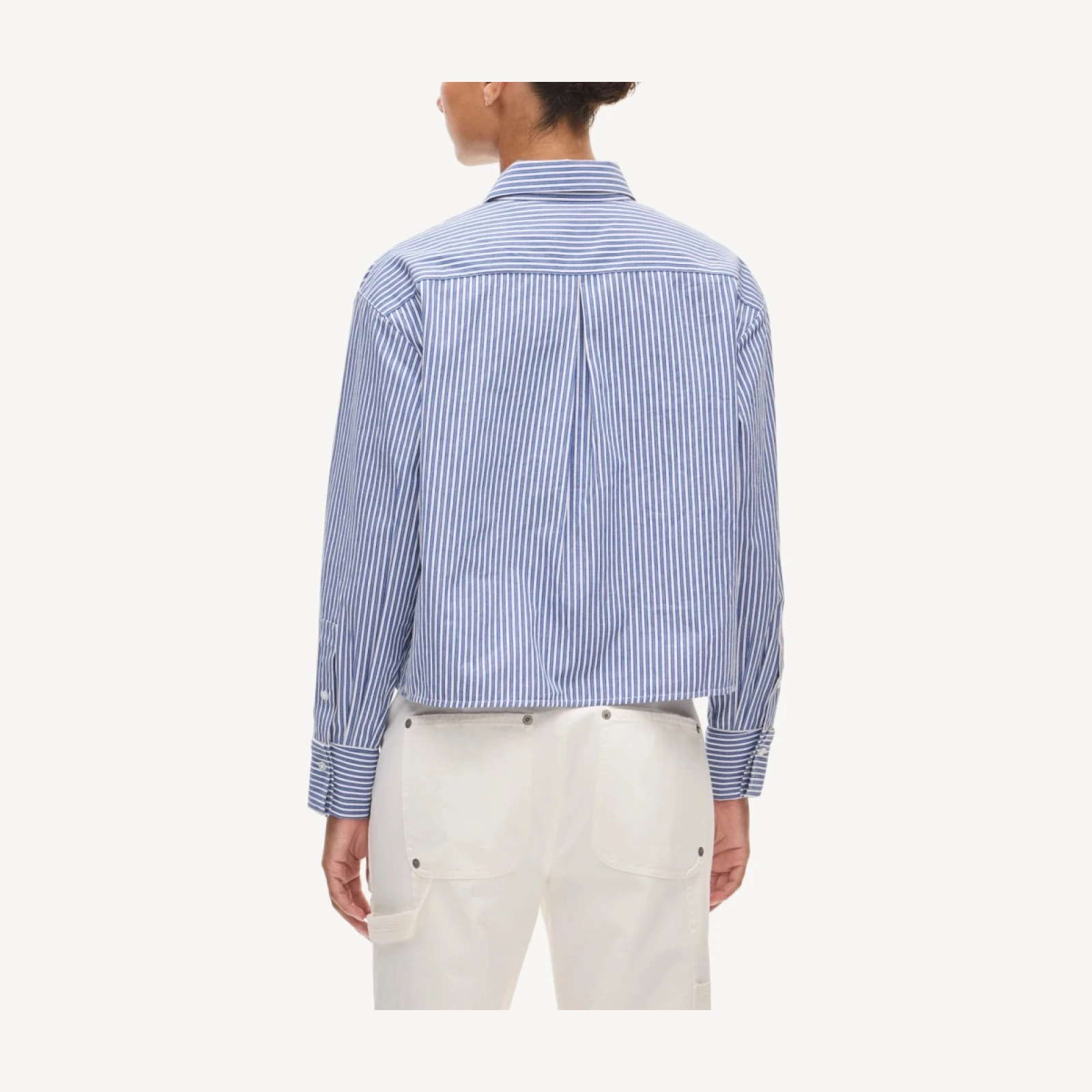 Esme cropped button-up shirt in striped cotton poplin