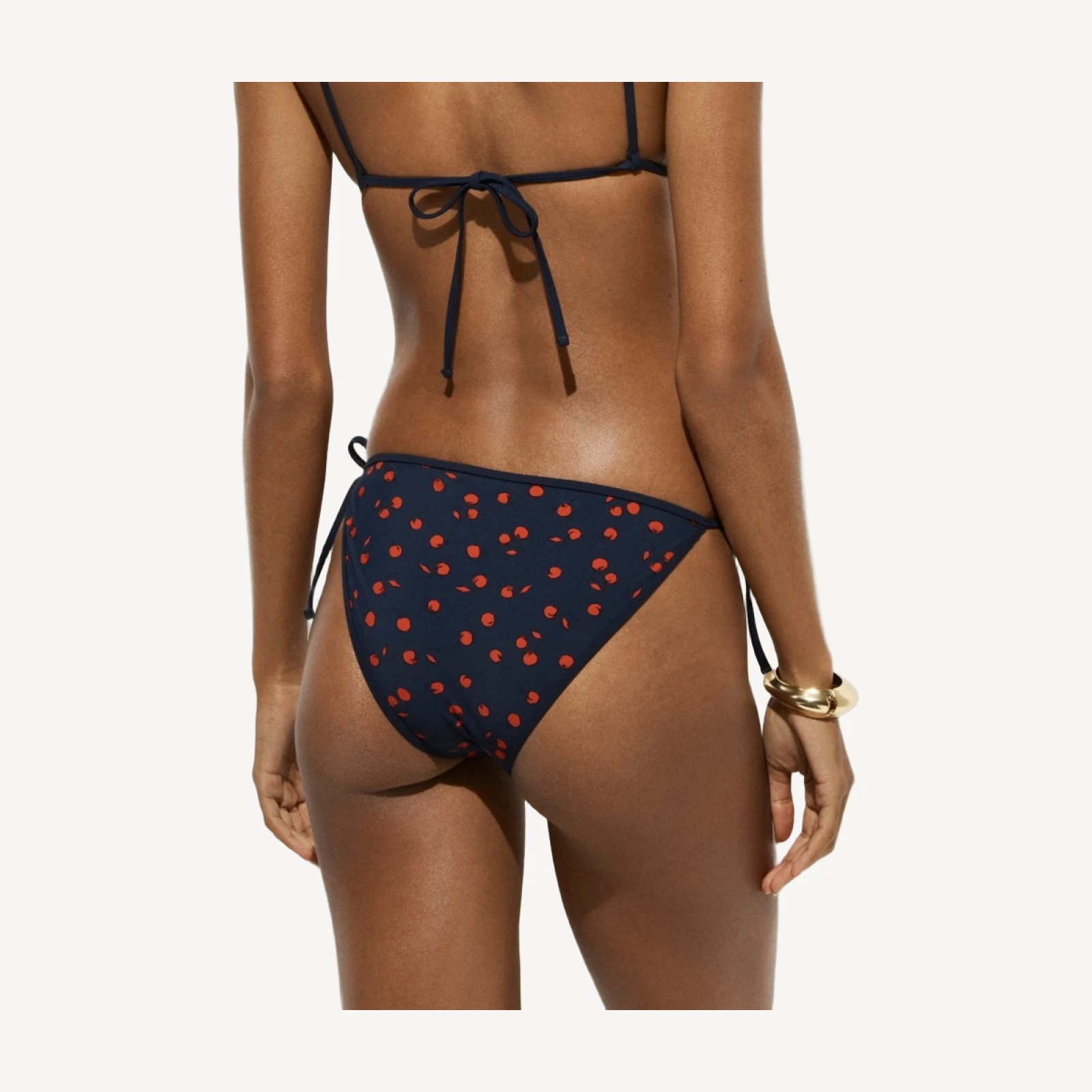 Hipster string bikini bottom in cherry print