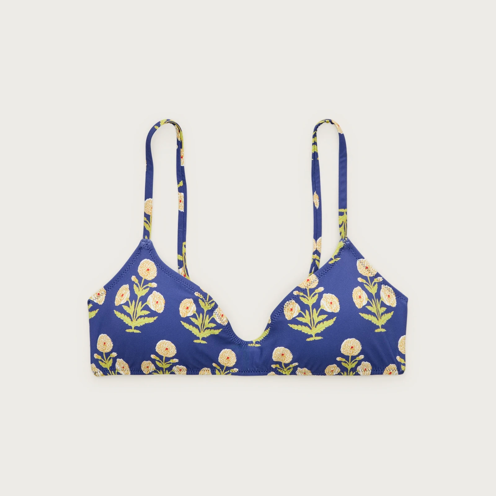 Odessa bikini top in marigold block print
