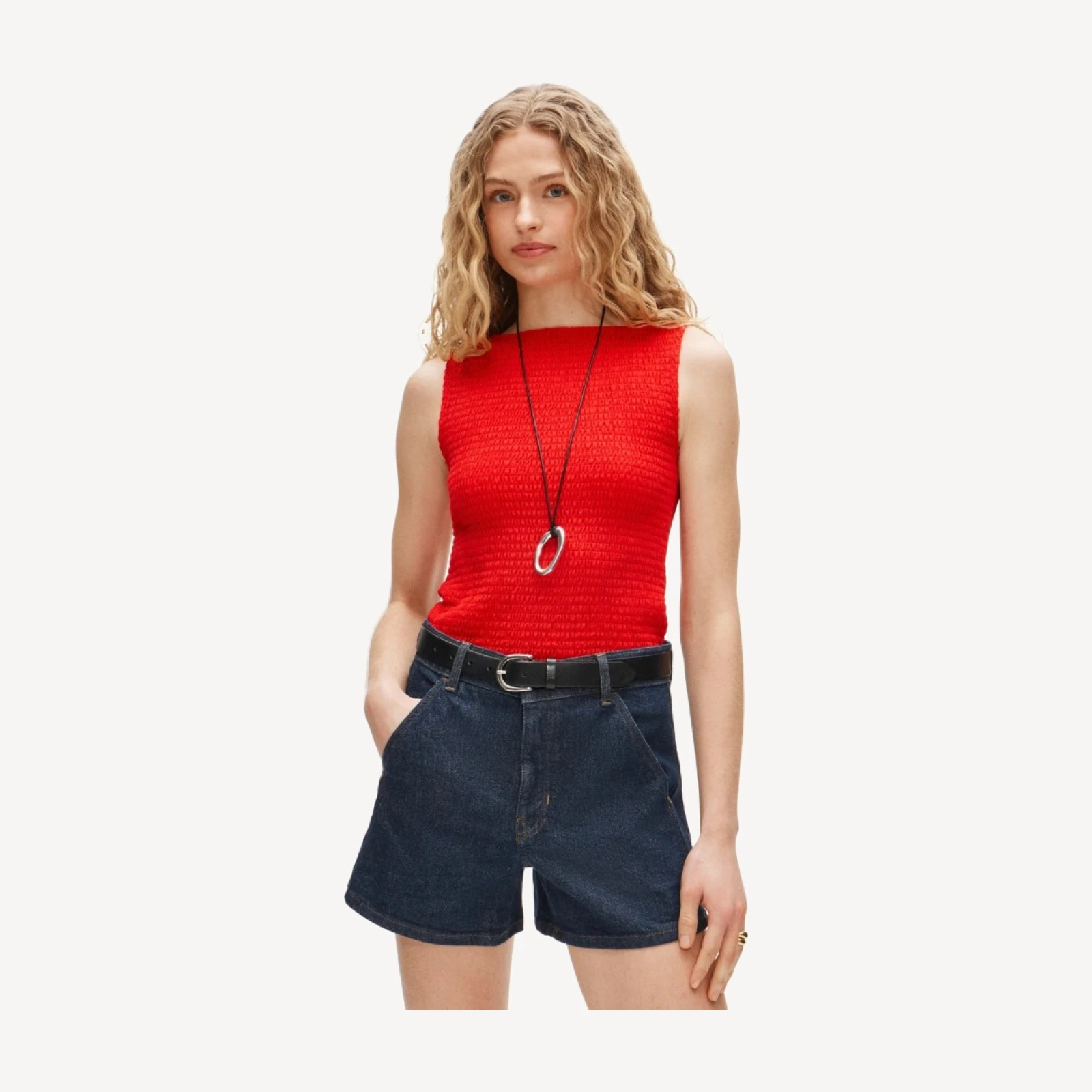 Smocked shell tank top