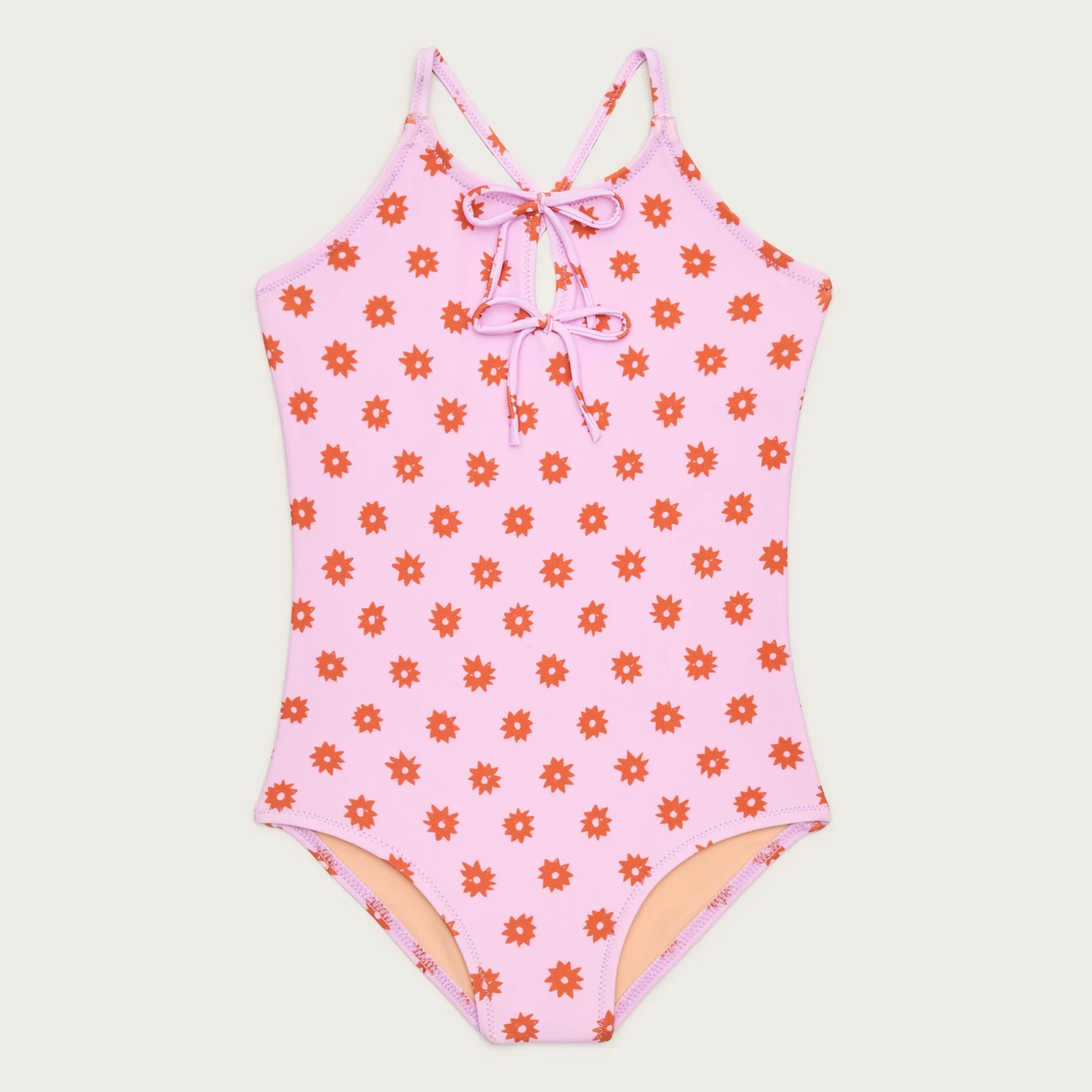 Girls' double-bow one-piece swimsuit