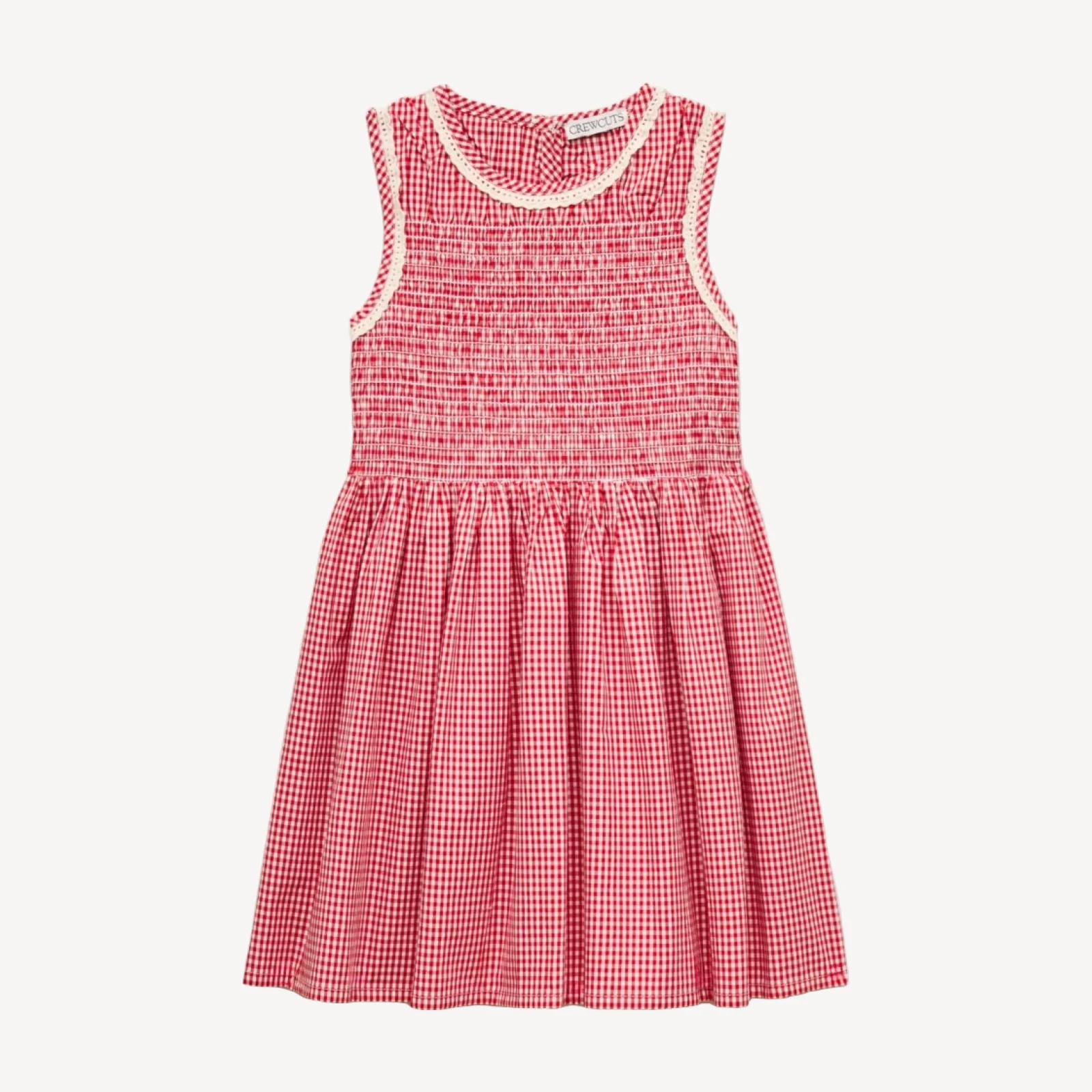 Girls' smocked dress in cotton poplin gingham
