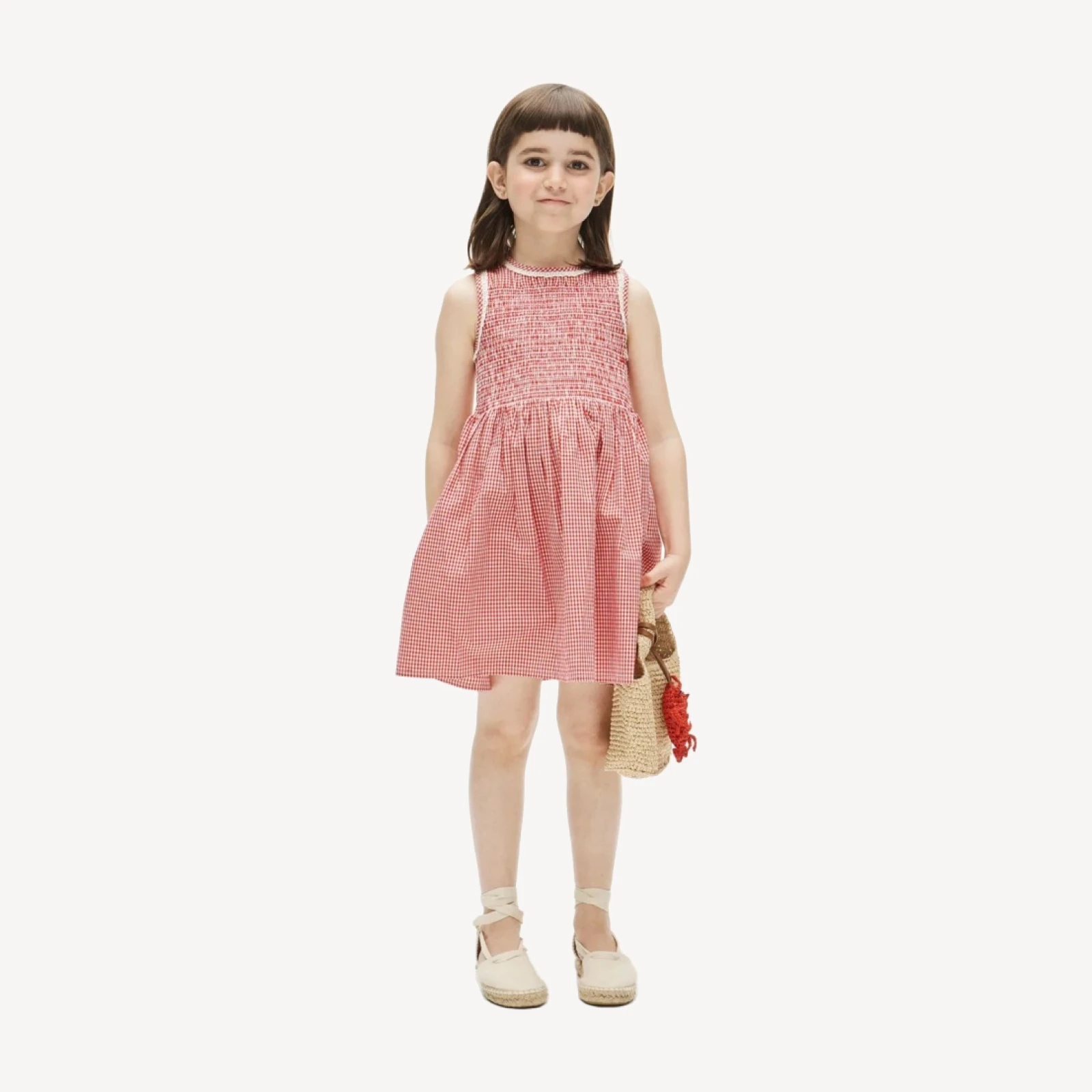 Girls' smocked dress in cotton poplin gingham