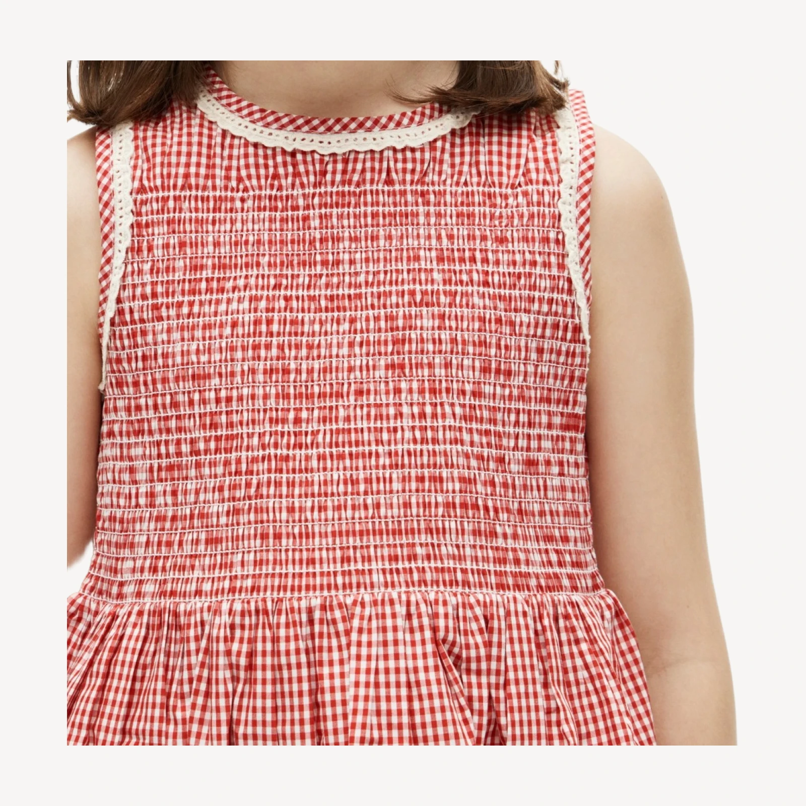 Girls' smocked dress in cotton poplin gingham