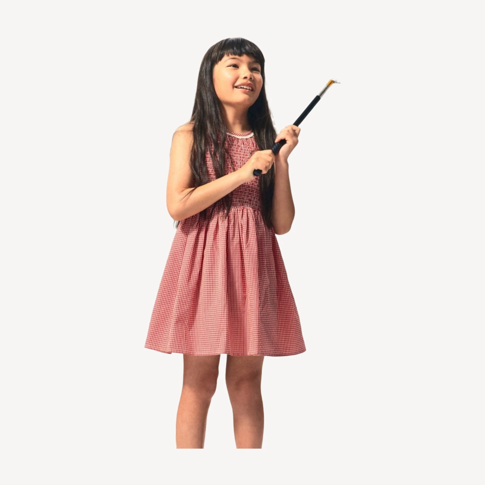 Girls' smocked dress in cotton poplin gingham