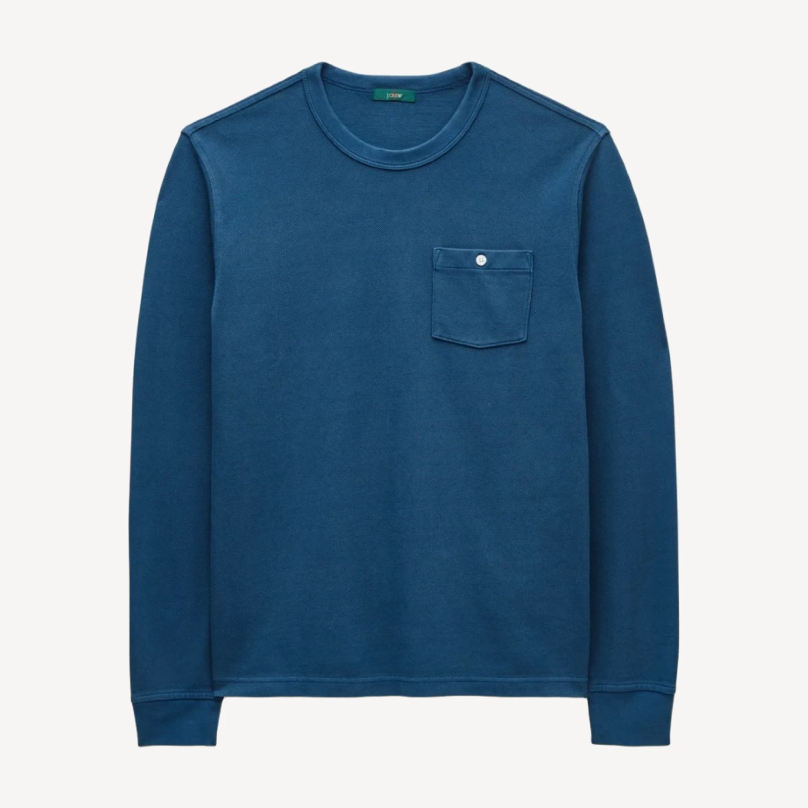 Washed piqué long-sleeve pocket T-shirt