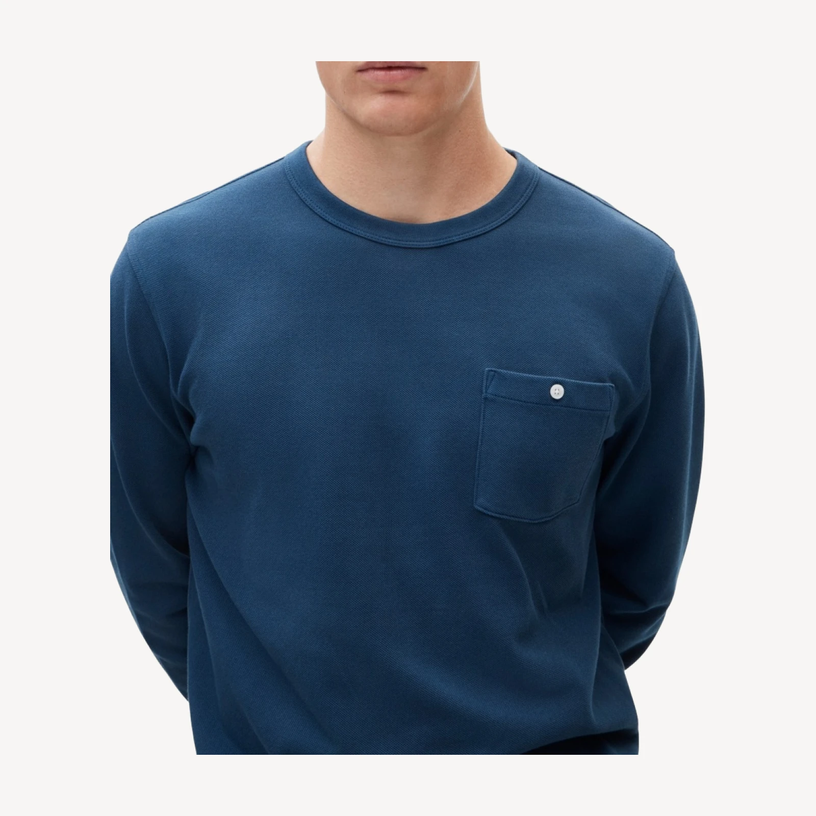Washed piqué long-sleeve pocket T-shirt