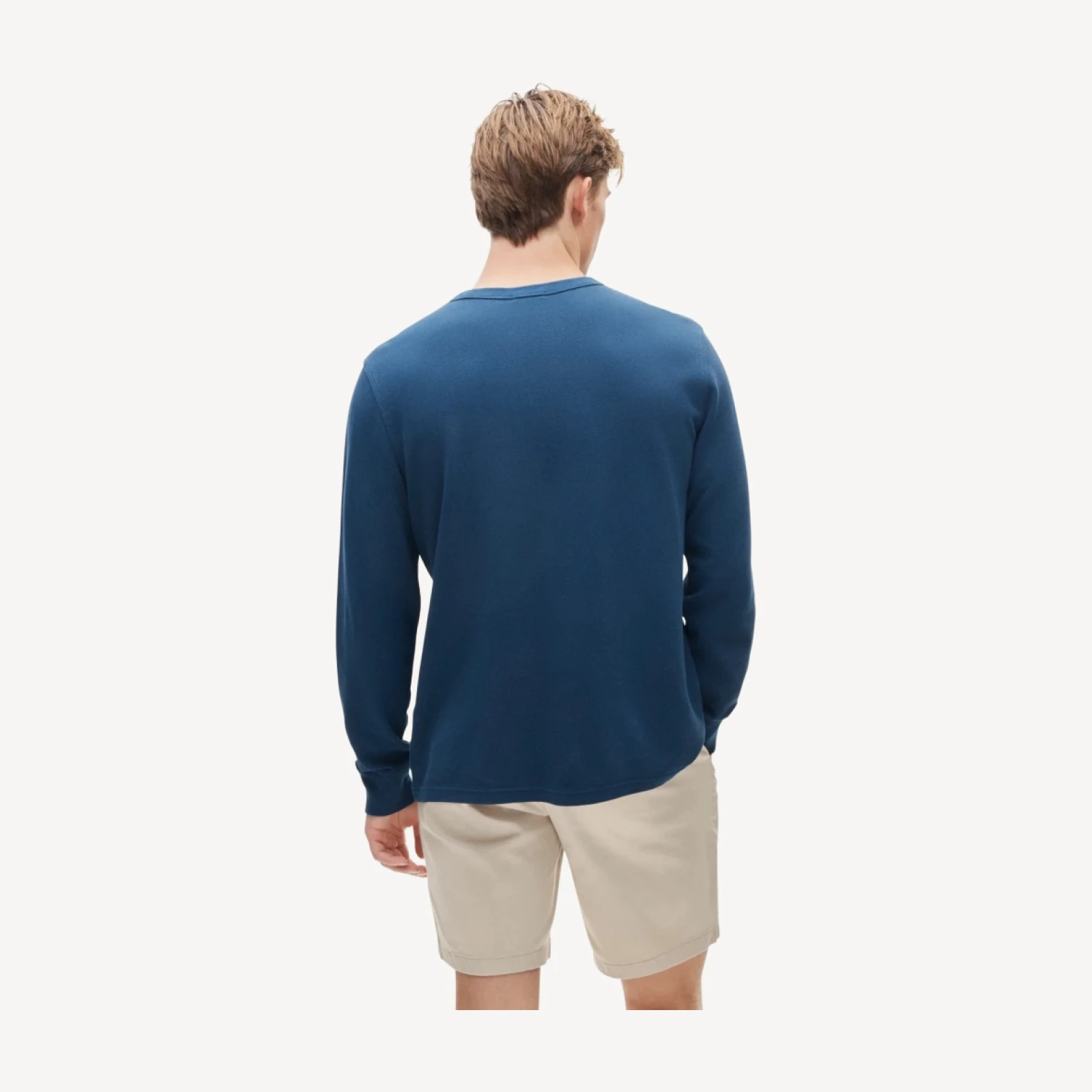 Washed piqué long-sleeve pocket T-shirt