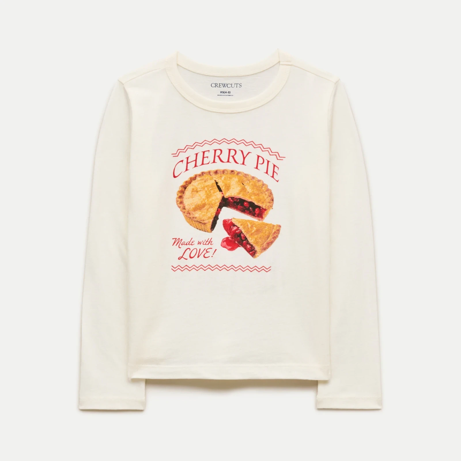 Girls' long-sleeve cherry pie graphic T-shirt