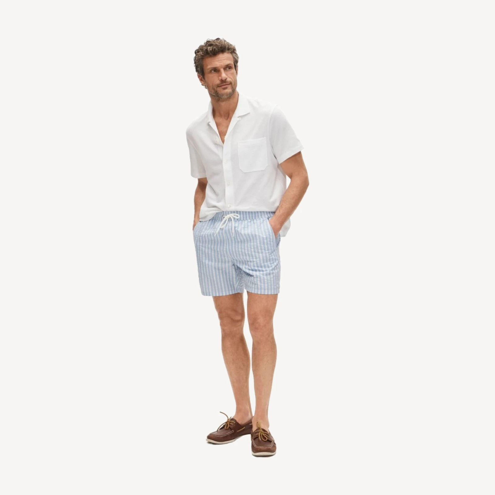 6" swim trunk in seersucker