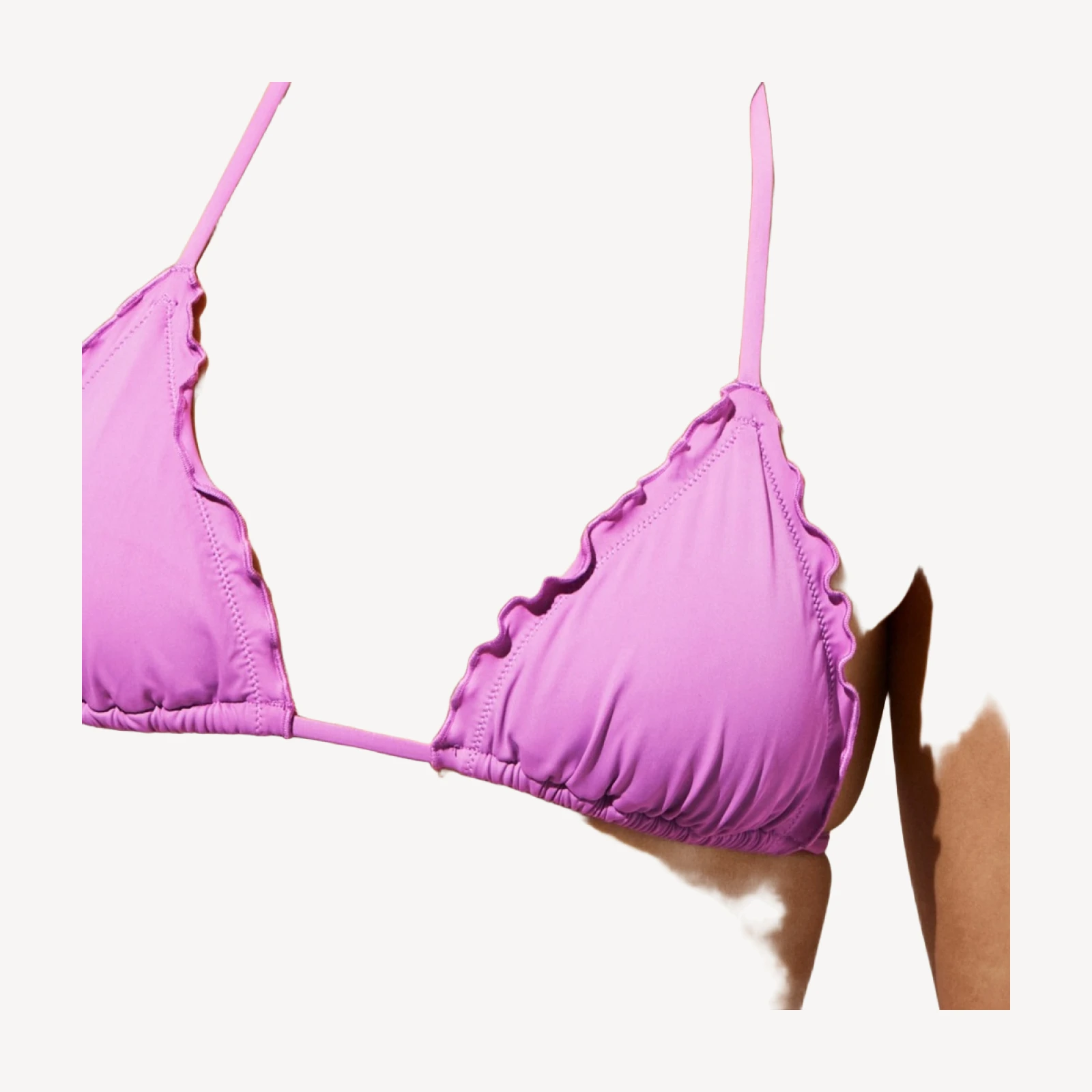Lettuce-trim string bikini top