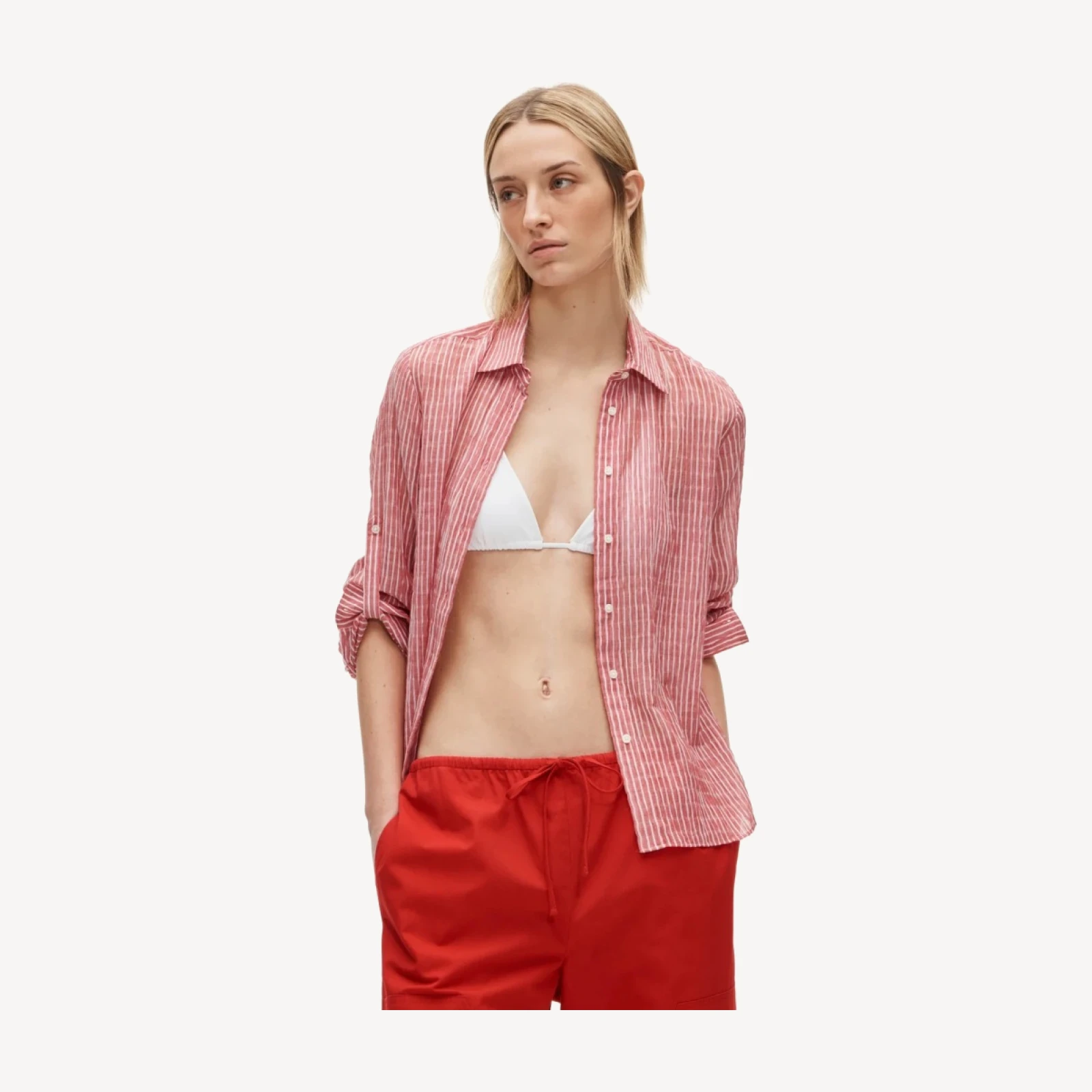 Jules classic-fit button-up shirt in striped textured gauze