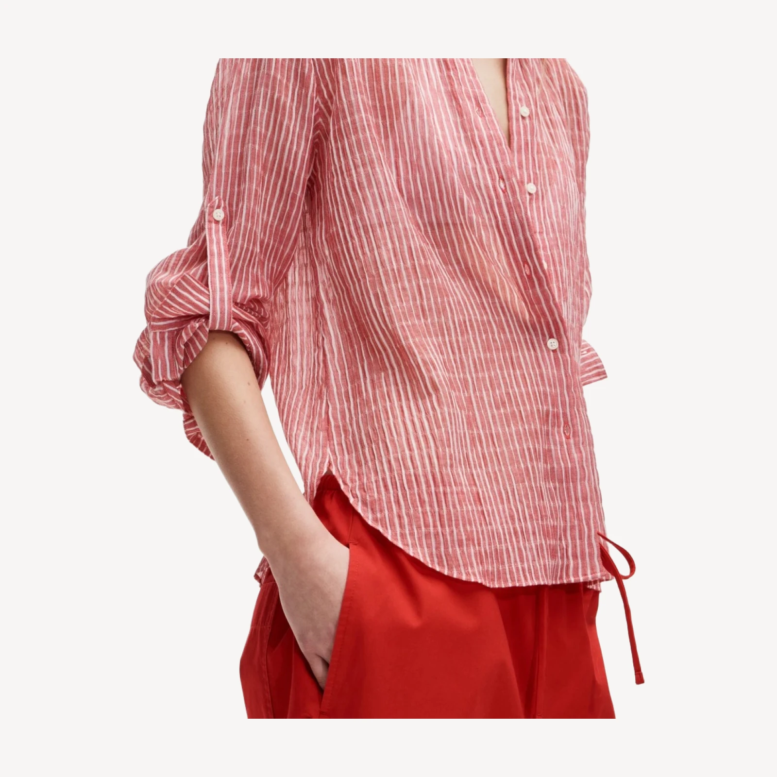 Jules classic-fit button-up shirt in striped textured gauze