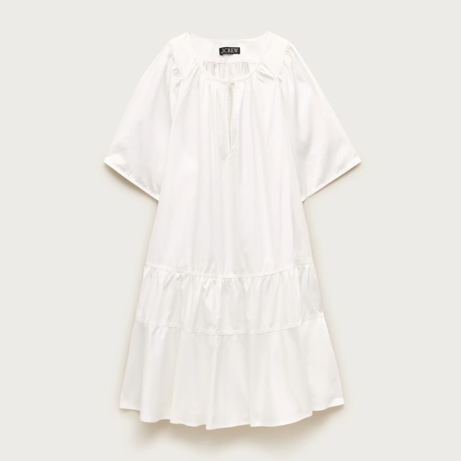 Tiered popover dress in cotton poplin