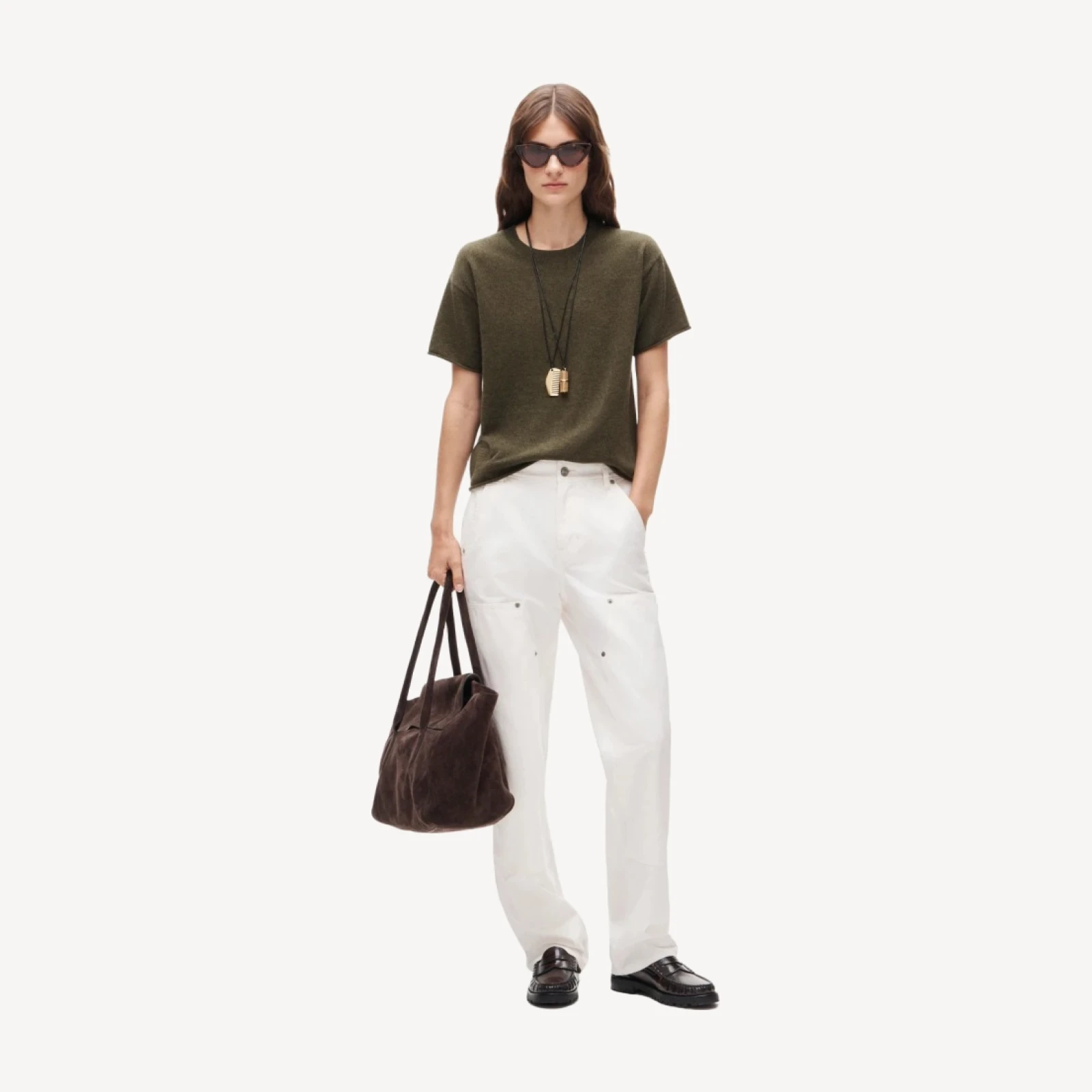 Rolled cashmere relaxed sweater-tee