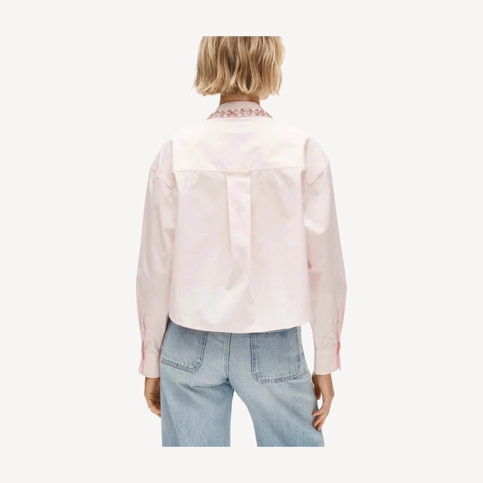 Étienne cropped button-up shirt in embellished cotton poplin